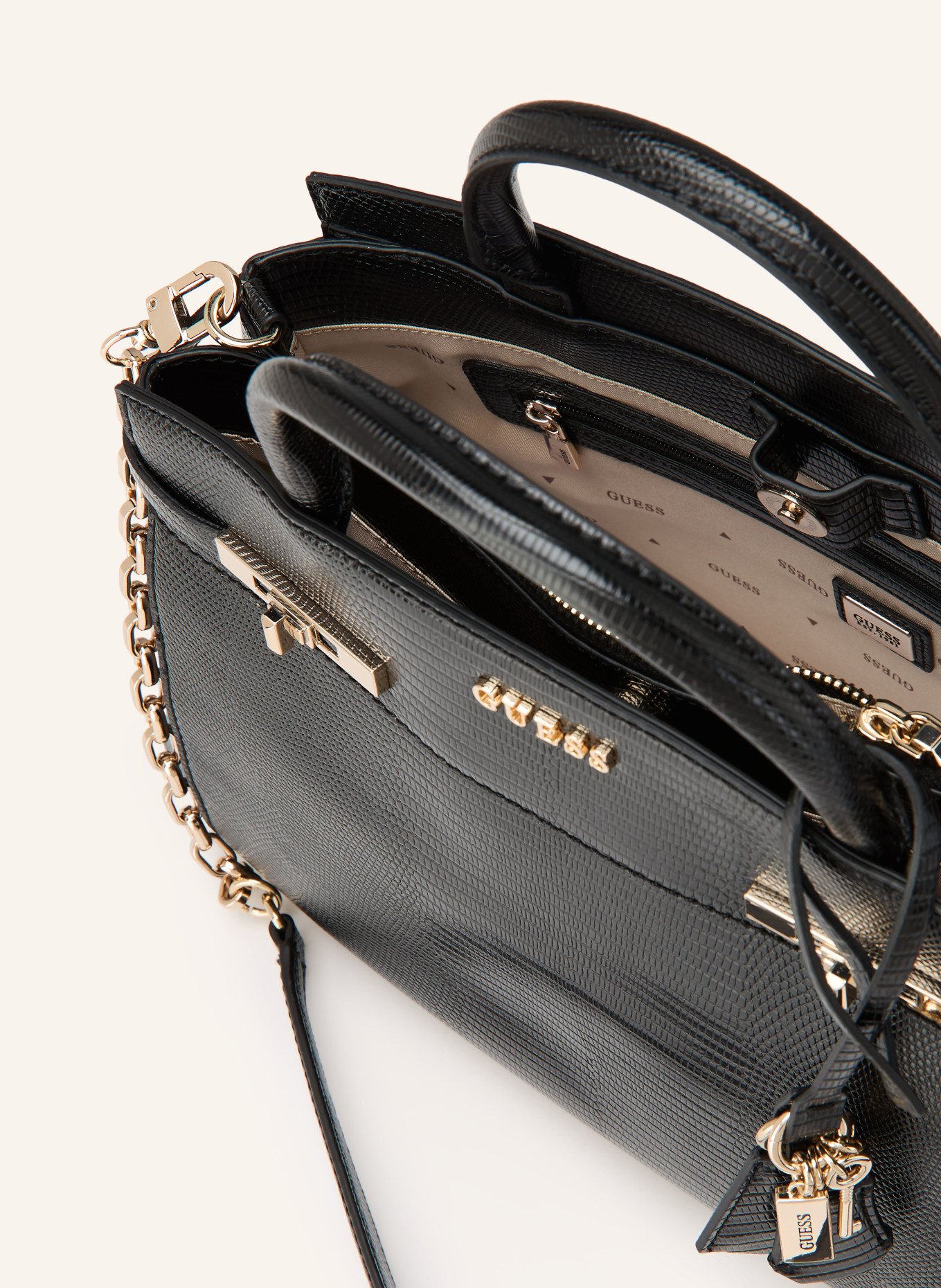 GUESS MELINDA handbag: BLACK / GOLD