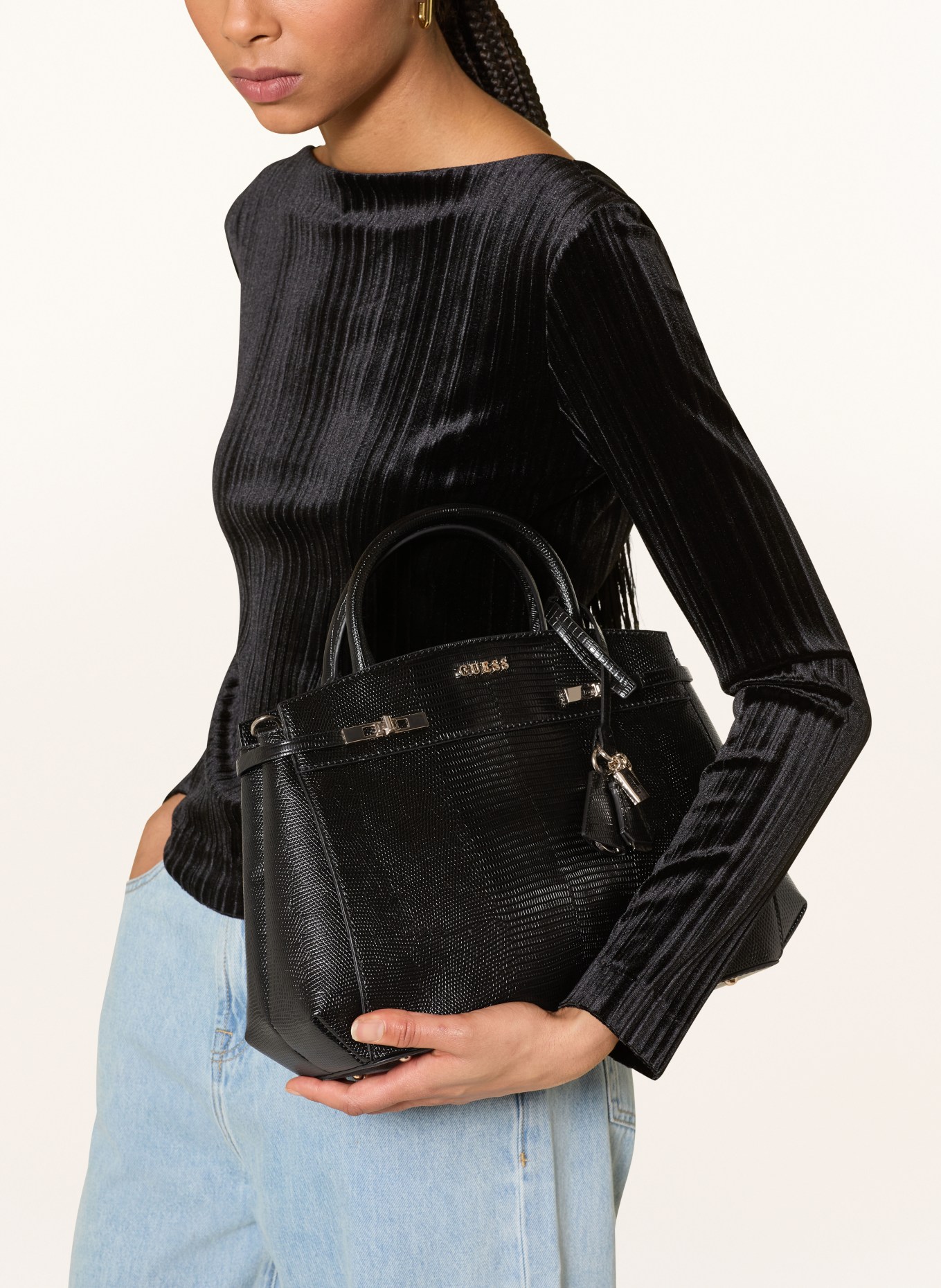 GUESS Handtasche MELINDA: SCHWARZ / GOLD