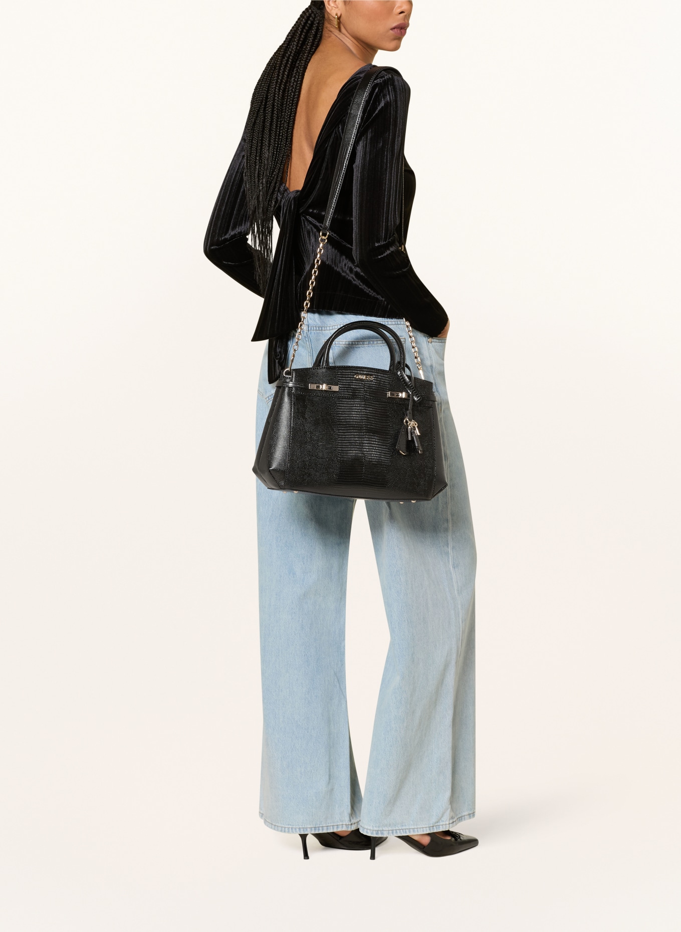 GUESS Handtasche MELINDA: SCHWARZ / GOLD