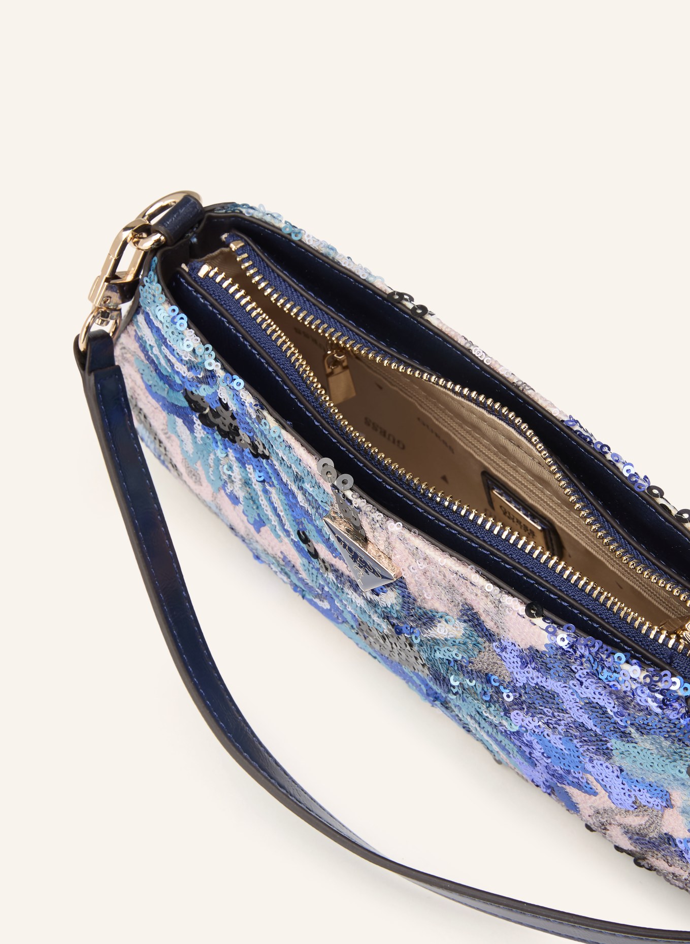 GUESS ELSIE shoulder bag with sequins: PURPLE / ROSE / BLACK