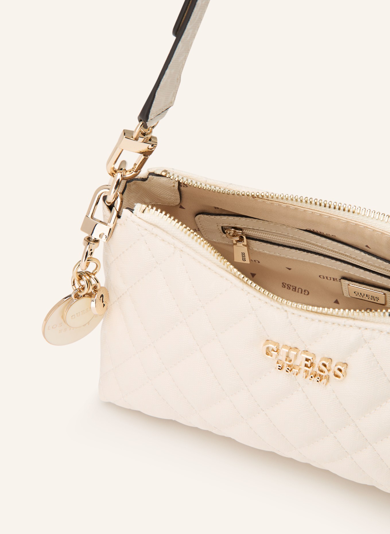 GUESS Schultertasche ISEMAY: CREME / GOLD