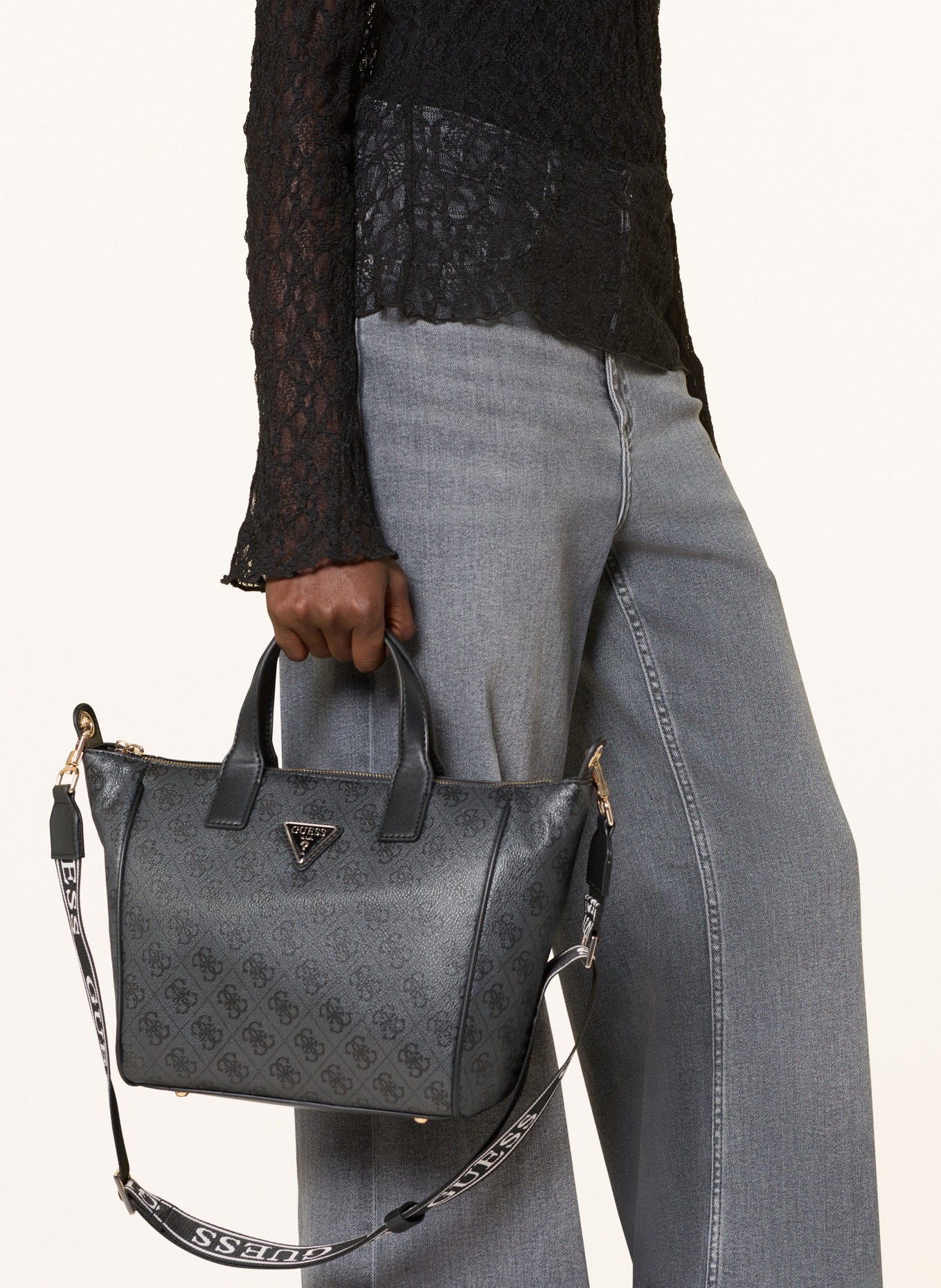 GUESS Handtasche FOLLIE SMALL: HELLBRAUN / DUNKELBRAUN / BRAUN