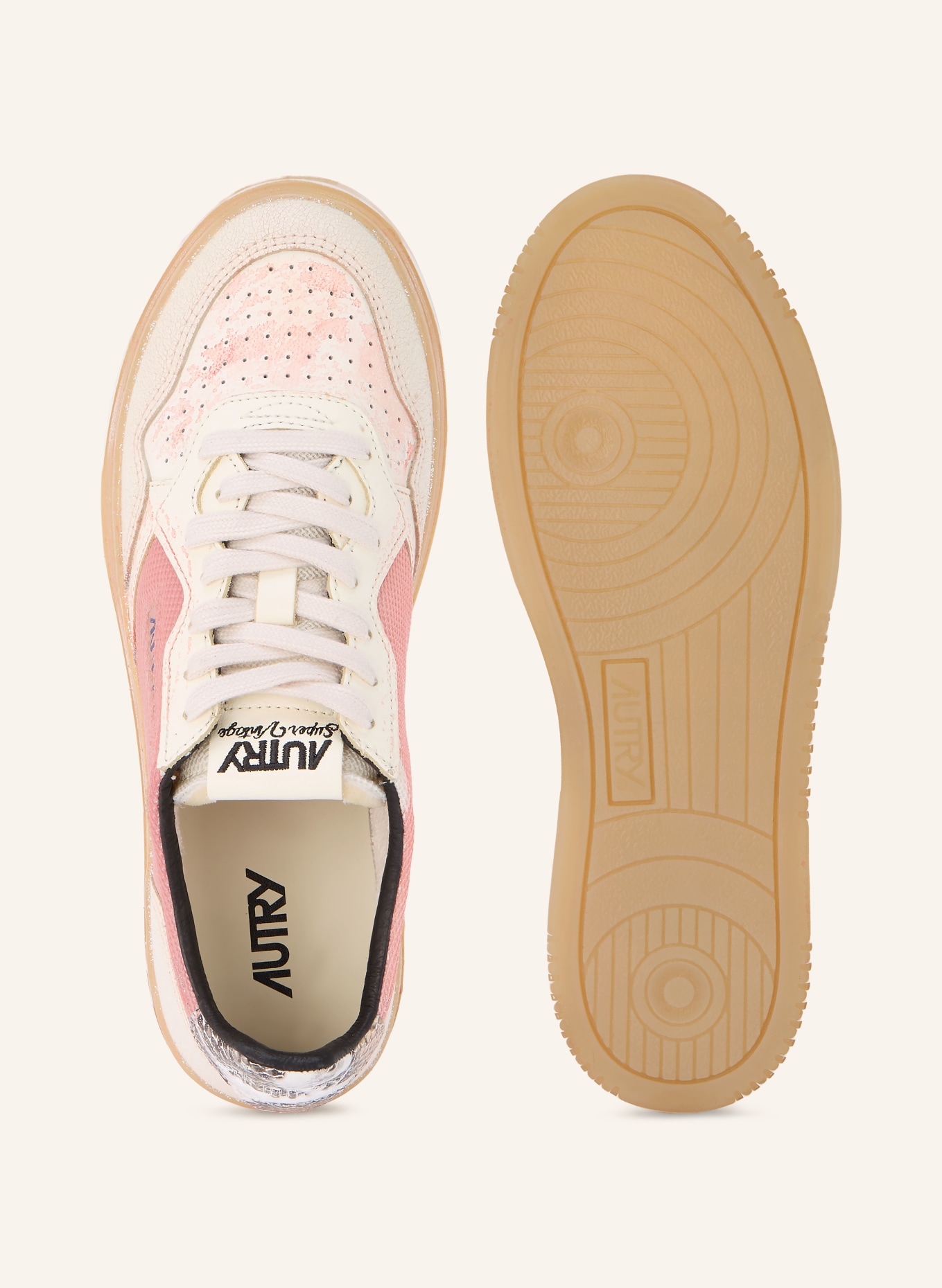 AUTRY Baskets MEDALIST LOW: BLANC / ROSE / NOIR