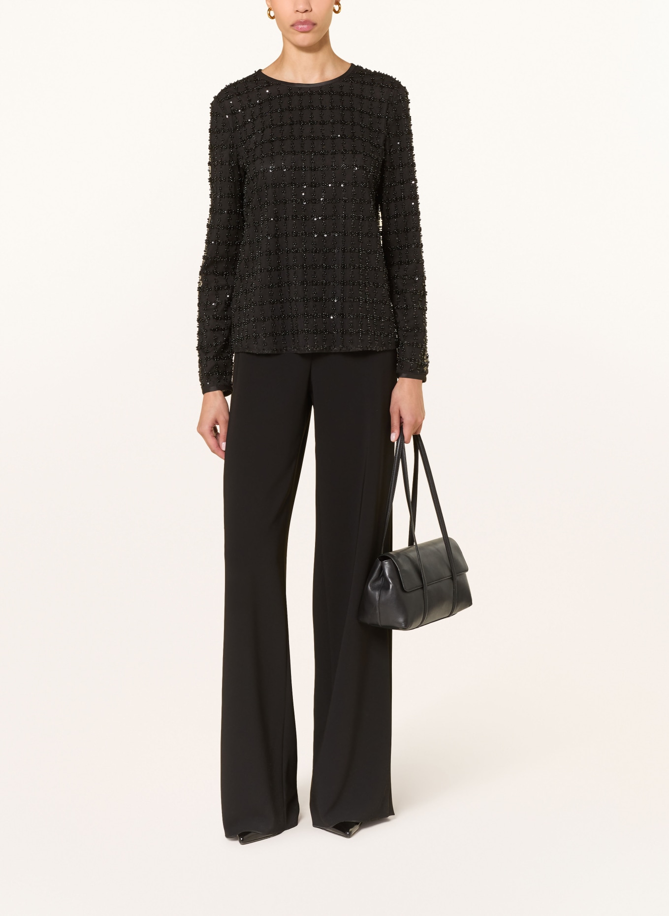EMPORIO ARMANI Blůza s ozdobnými korálky a flitry: ČERNÁ