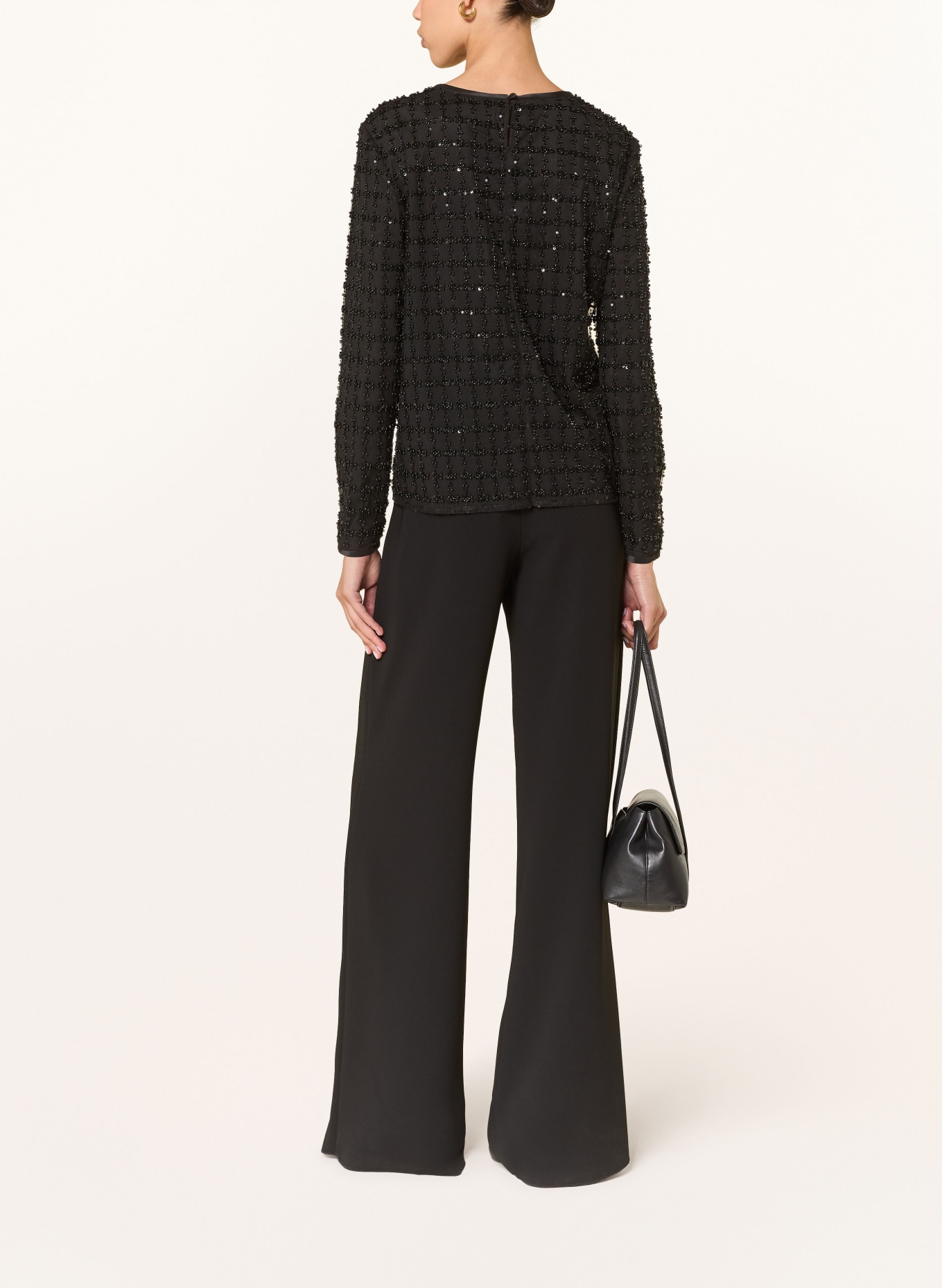 EMPORIO ARMANI Blůza s ozdobnými korálky a flitry: ČERNÁ