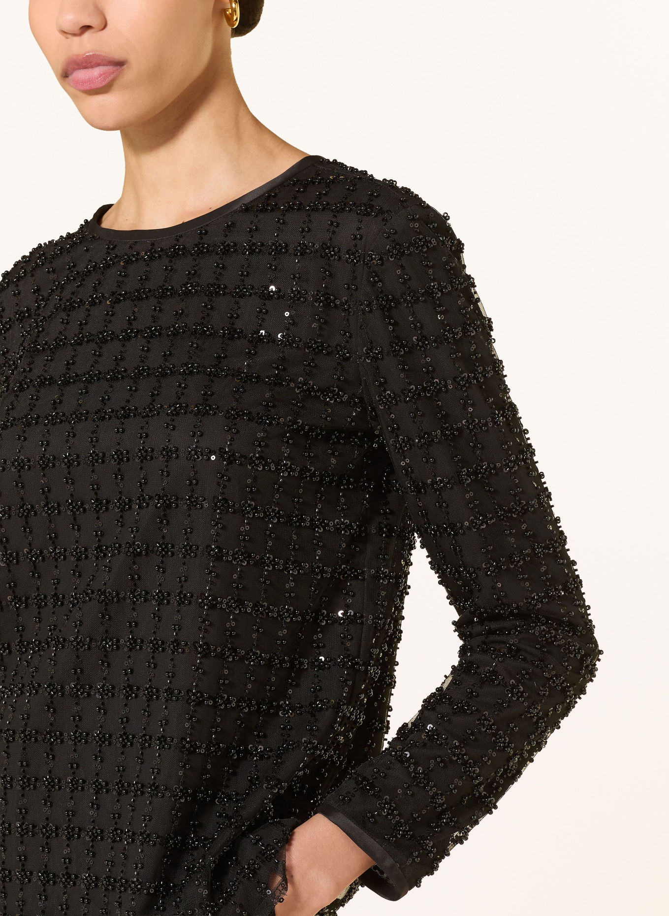 EMPORIO ARMANI Blůza s ozdobnými korálky a flitry: ČERNÁ