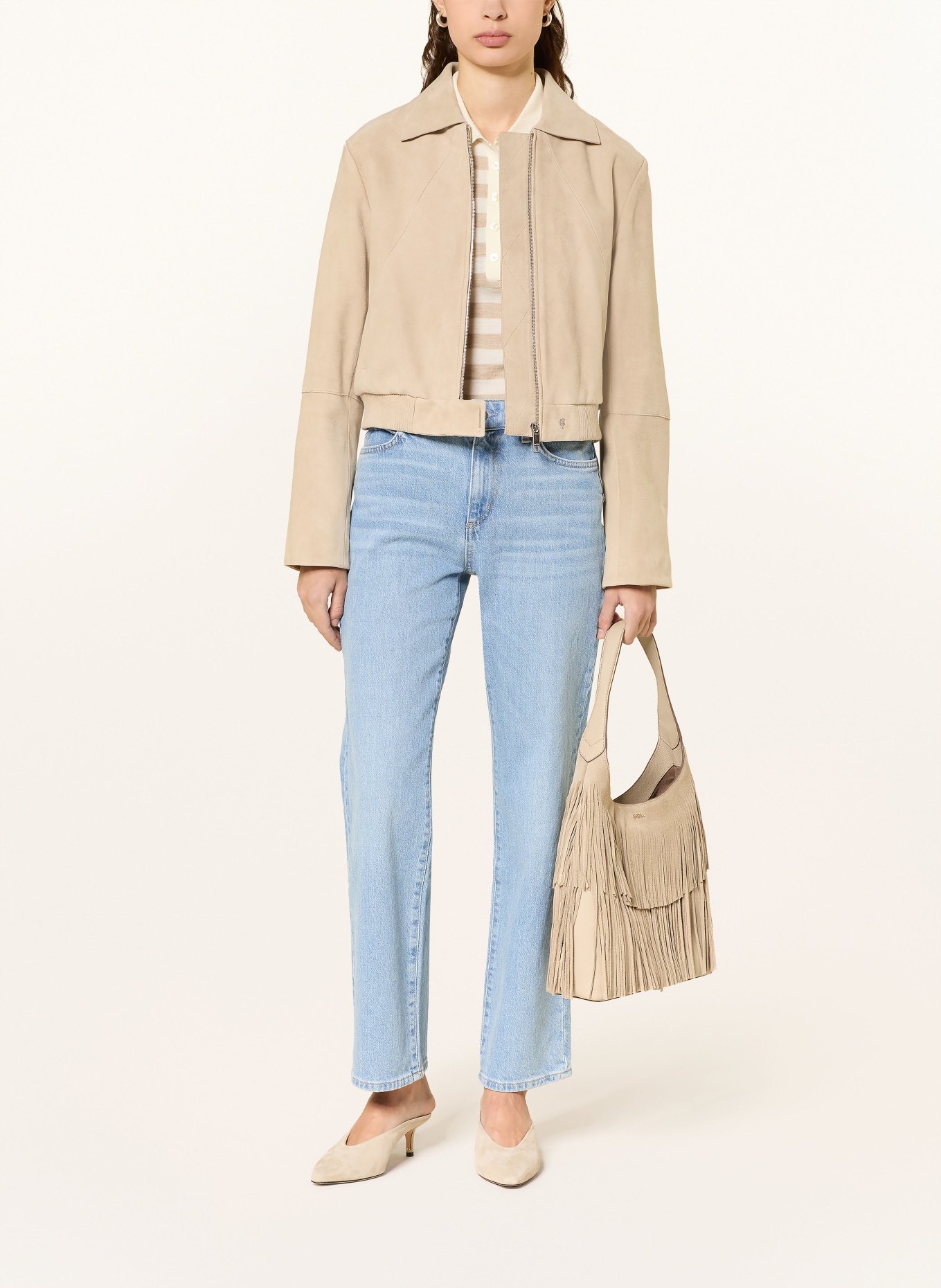 BOSS Lederblouson SALENE: BEIGE