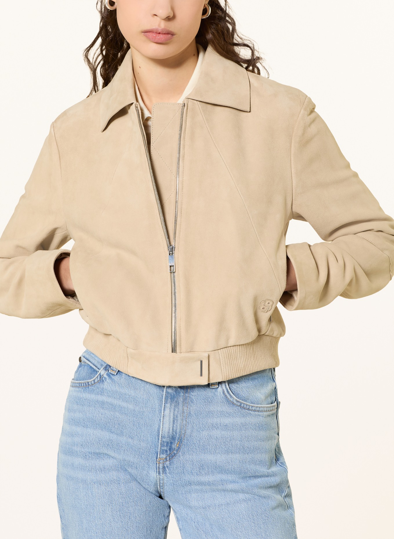 BOSS Lederblouson SALENE: BEIGE