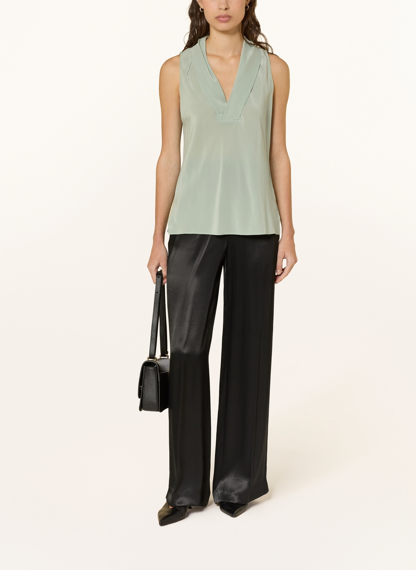 BOSS Blusentop BOLARU aus Seide: HELLGRÜN