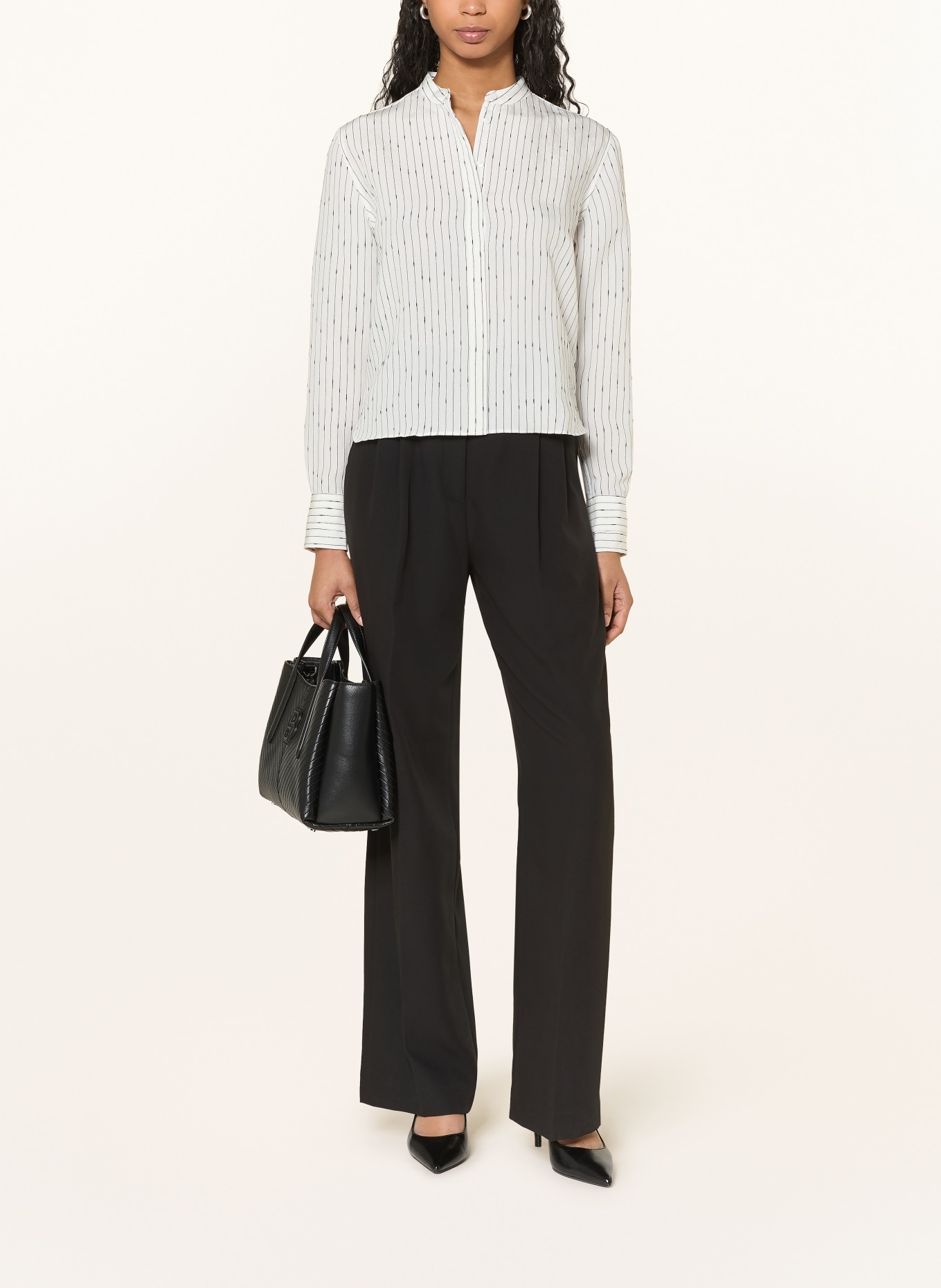 BOSS Blůza BERTYNA: BÍLÁ / ČERNÁ