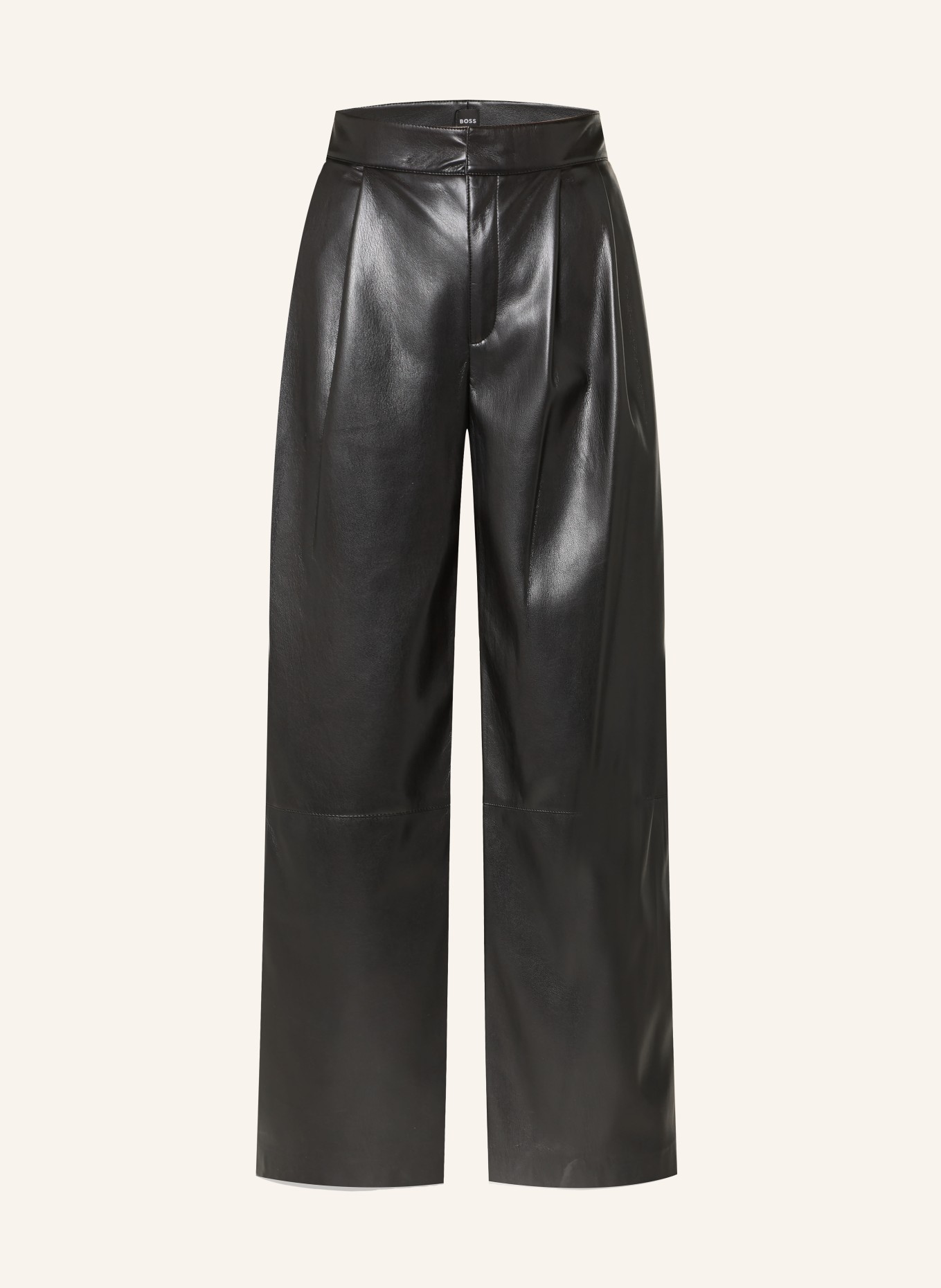 BOSS Kalhoty TADESA v koženém vzhledu: ČERNÁ