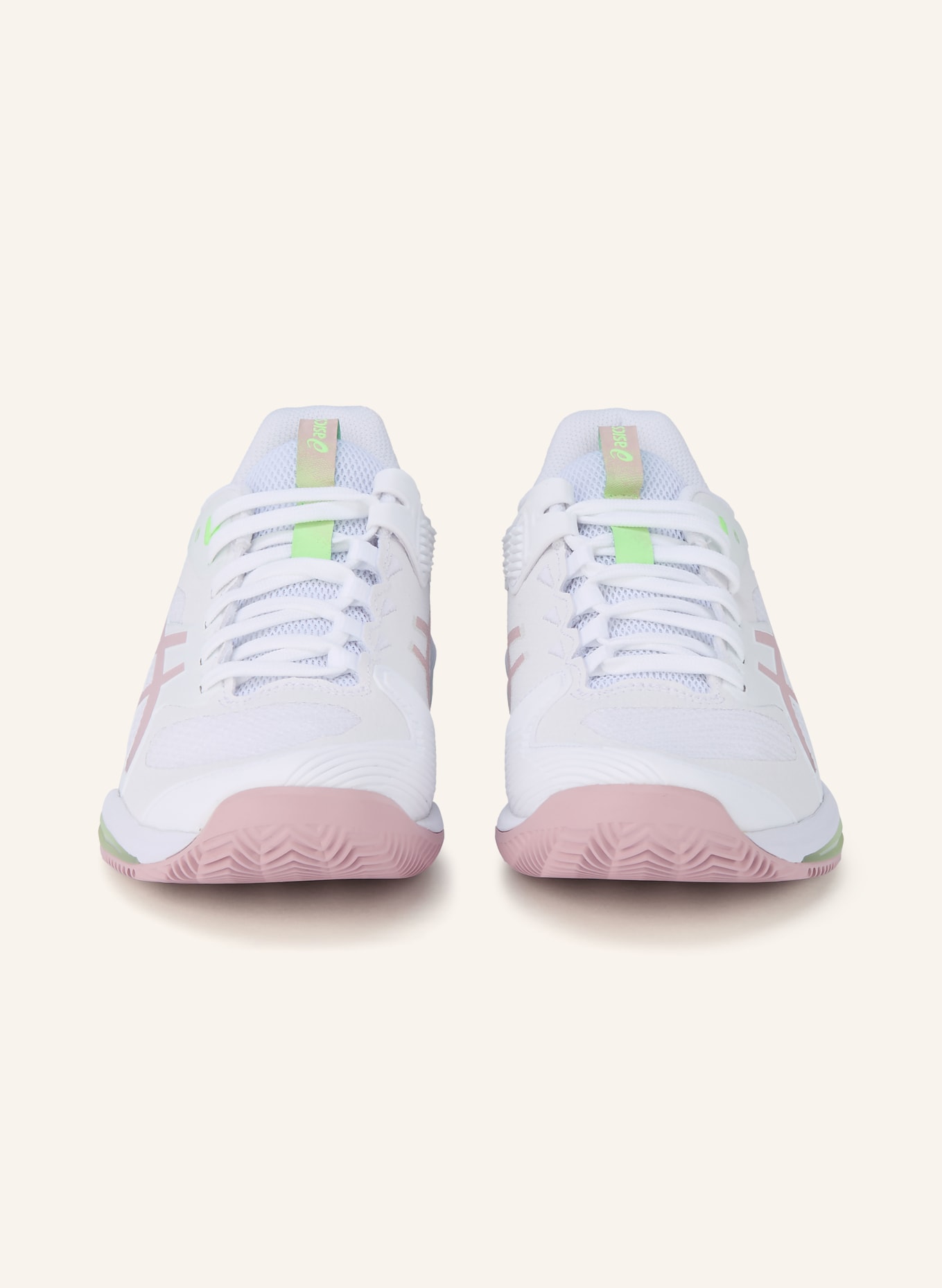 ASICS Tennisschuhe SOLUTION SPEED FF 4 CLAY: WEISS / ALTROSA / NEONGRÜN