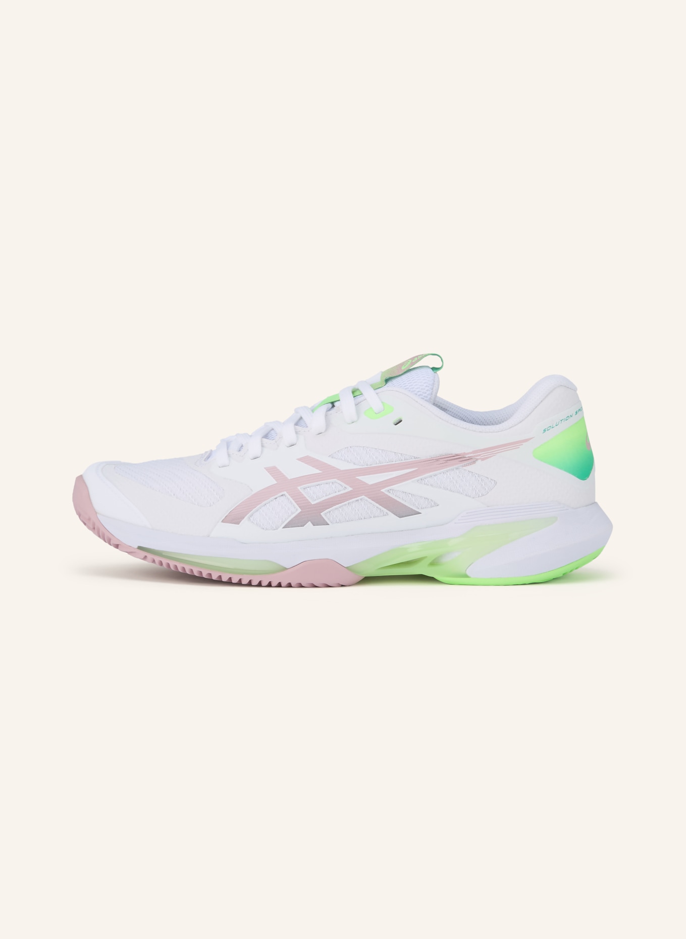 ASICS Tennisschuhe SOLUTION SPEED FF 4 CLAY: WEISS / ALTROSA / NEONGRÜN
