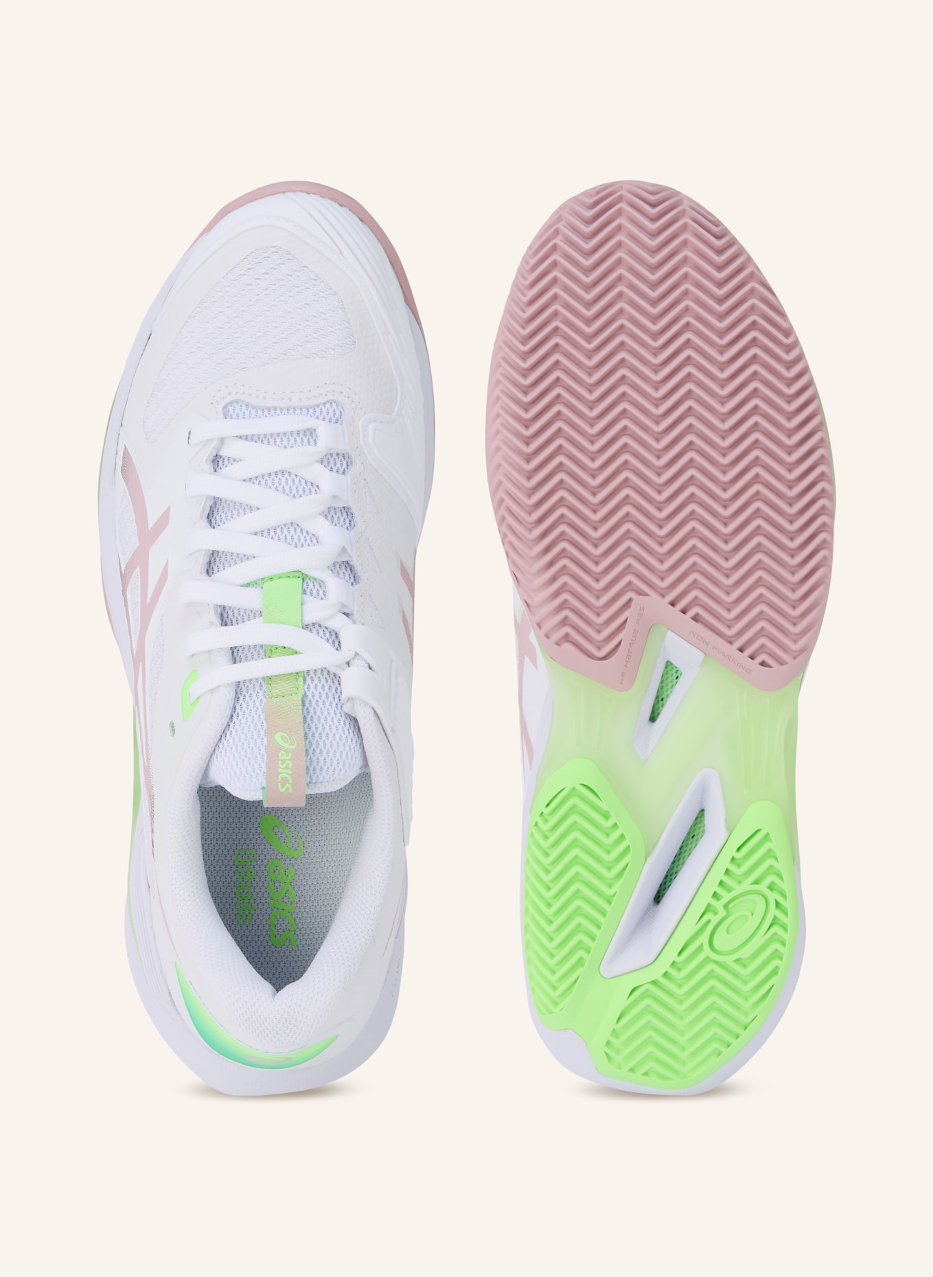 ASICS Tennisschuhe SOLUTION SPEED FF 4 CLAY: WEISS / ALTROSA / NEONGRÜN