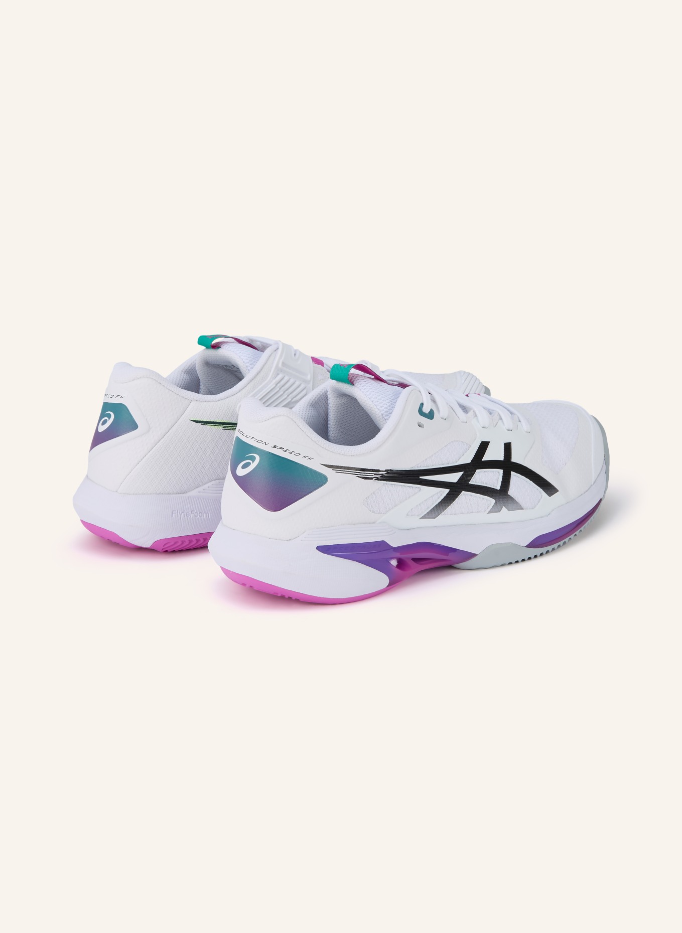 ASICS Tenisové boty SOLUTION SPEED FF 4 CLAY: BÍLÁ / FIALOVÁ / TYRKYSOVÁ