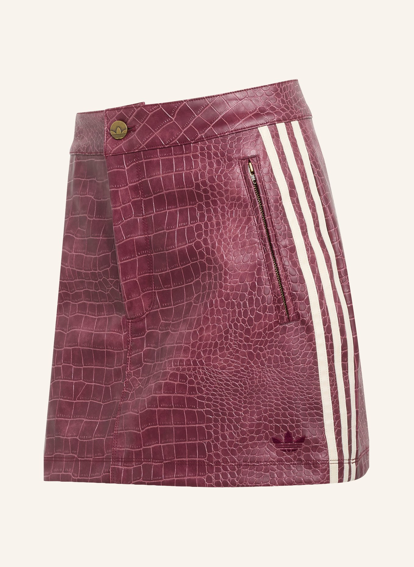 adidas Originals PLEATHER skirt in leather look: DARK RED / WHITE