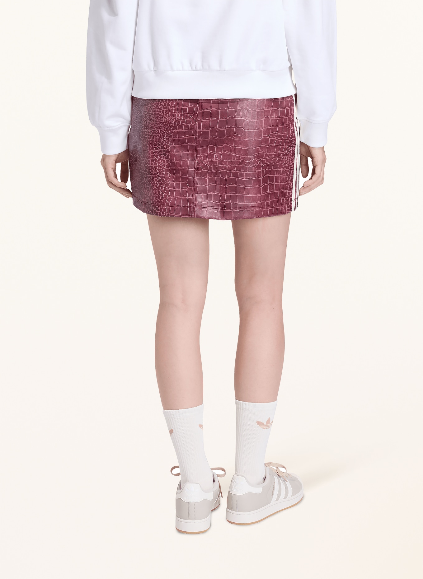 adidas Originals PLEATHER skirt in leather look: DARK RED / WHITE