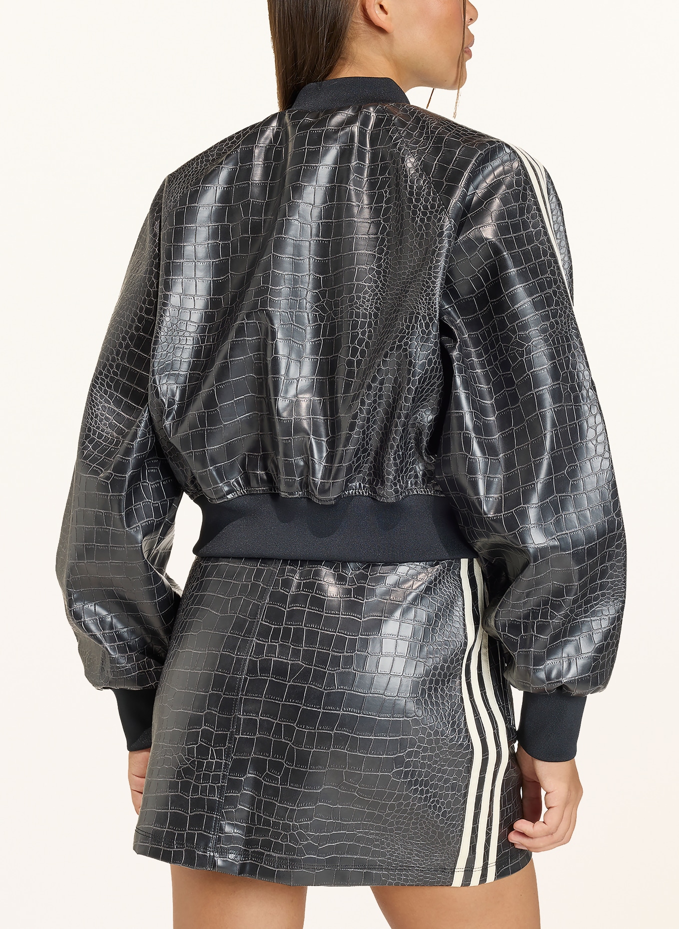 adidas Originals Blouson SST PLEATHER in Lederoptik: SCHWARZ / ECRU