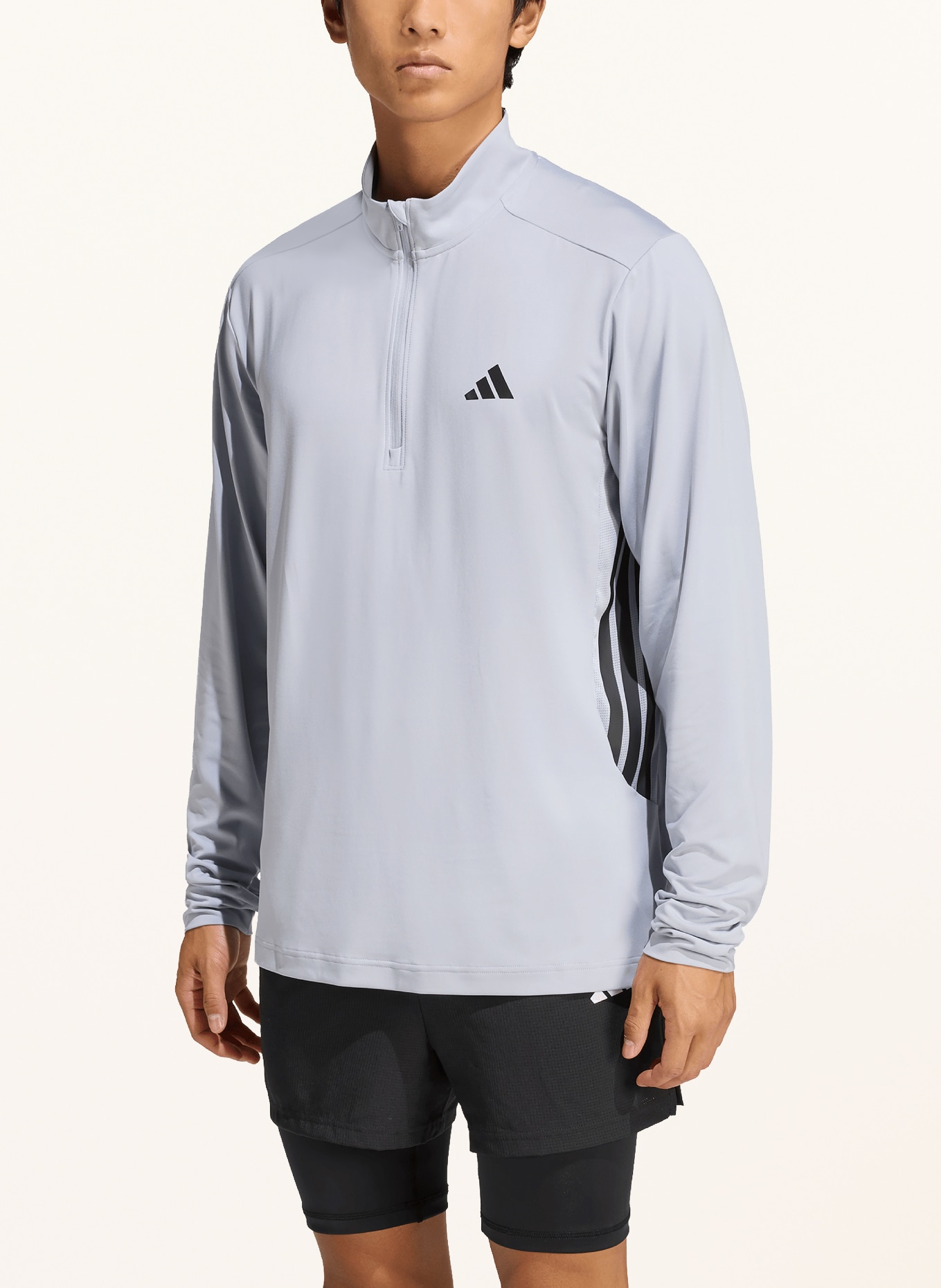 adidas Laufshirt TECH ESSENTIALS: BLAUGRAU / SCHWARZ