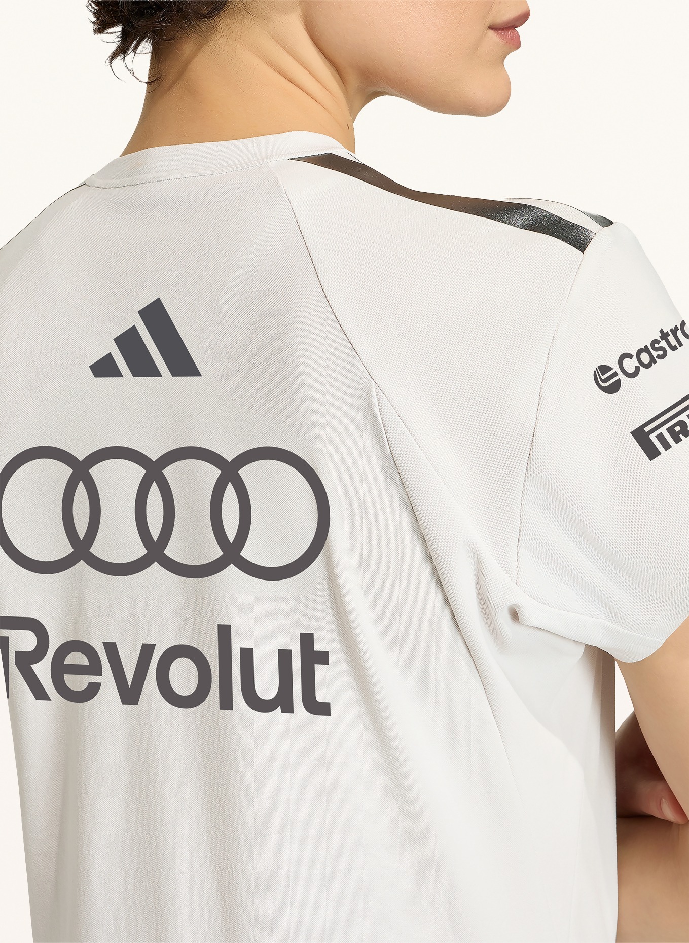 adidas Funkcjonalna koszulka polo AUDI FORMULA ONE TEAM ENGINEERS &amp; MARKETING: SZARONIEBIESKI