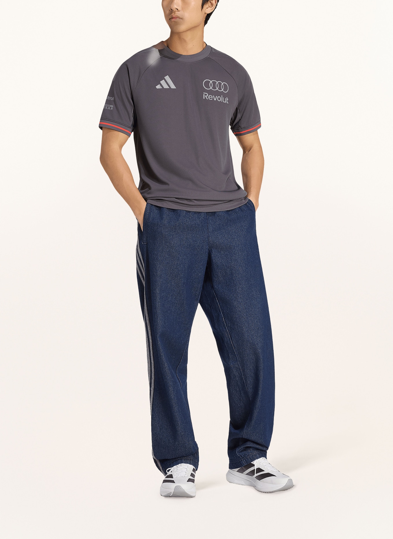 adidas AUDI FORMULA ONE TEAM JERSEY AUTHENTIC T-shirt: DARK GRAY / NEON RED