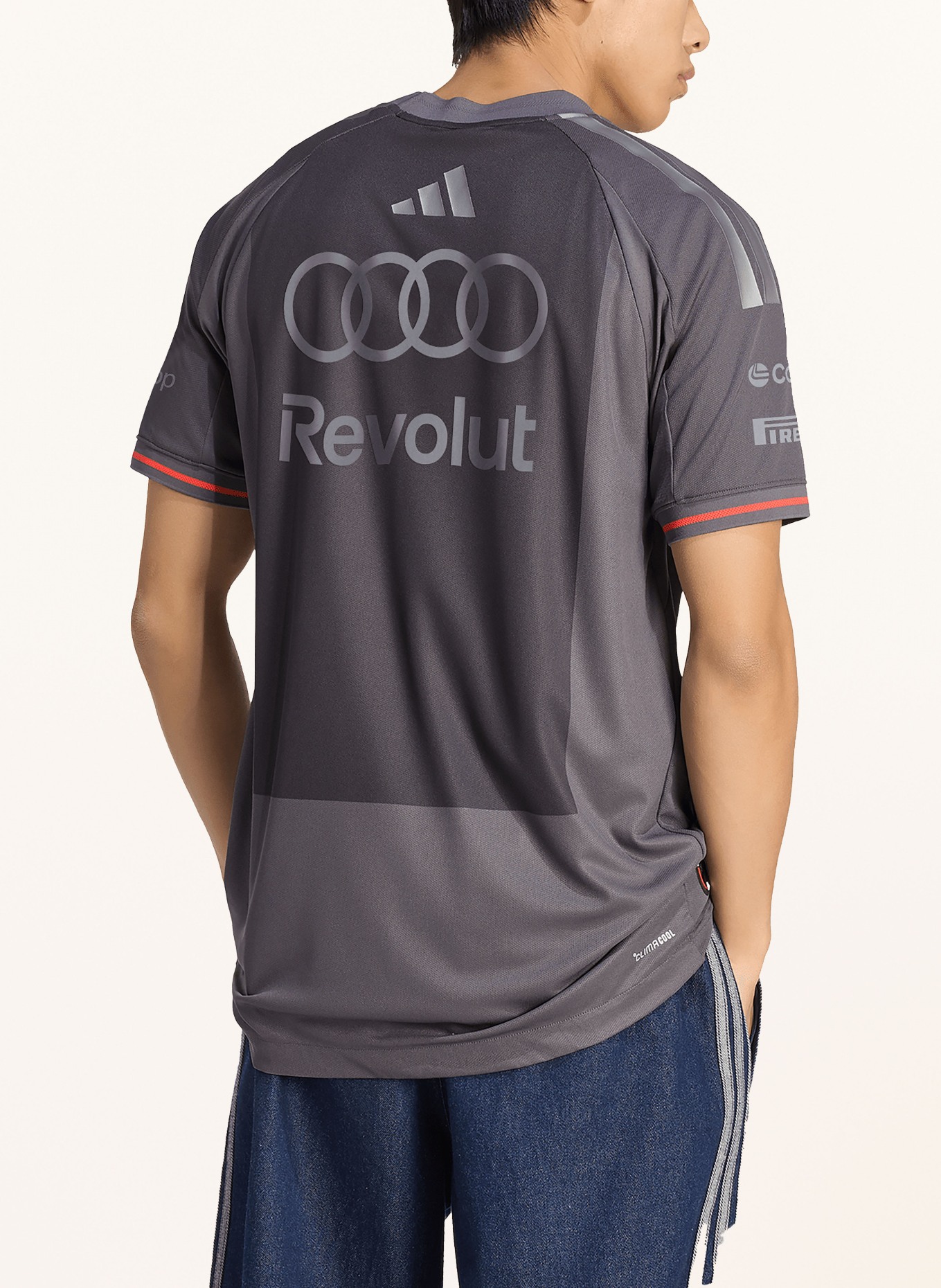 adidas AUDI FORMULA ONE TEAM JERSEY AUTHENTIC T-shirt: DARK GRAY / NEON RED