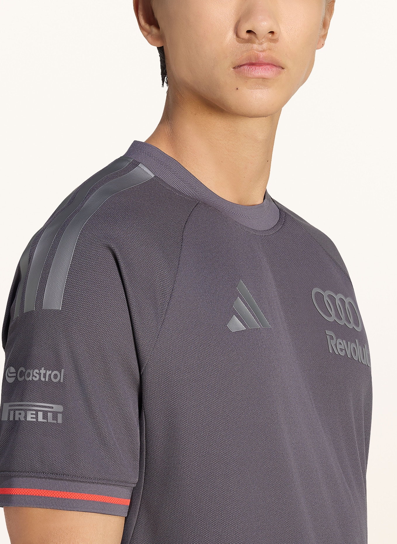 adidas AUDI FORMULA ONE TEAM JERSEY AUTHENTIC T-shirt: DARK GRAY / NEON RED