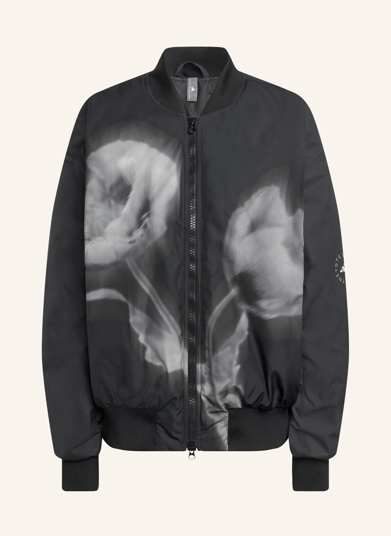 adidas by Stella McCartney Oversized bunda ADIDAS BY STELLA MCCARTNEY: ČERNÁ / ŠEDÁ