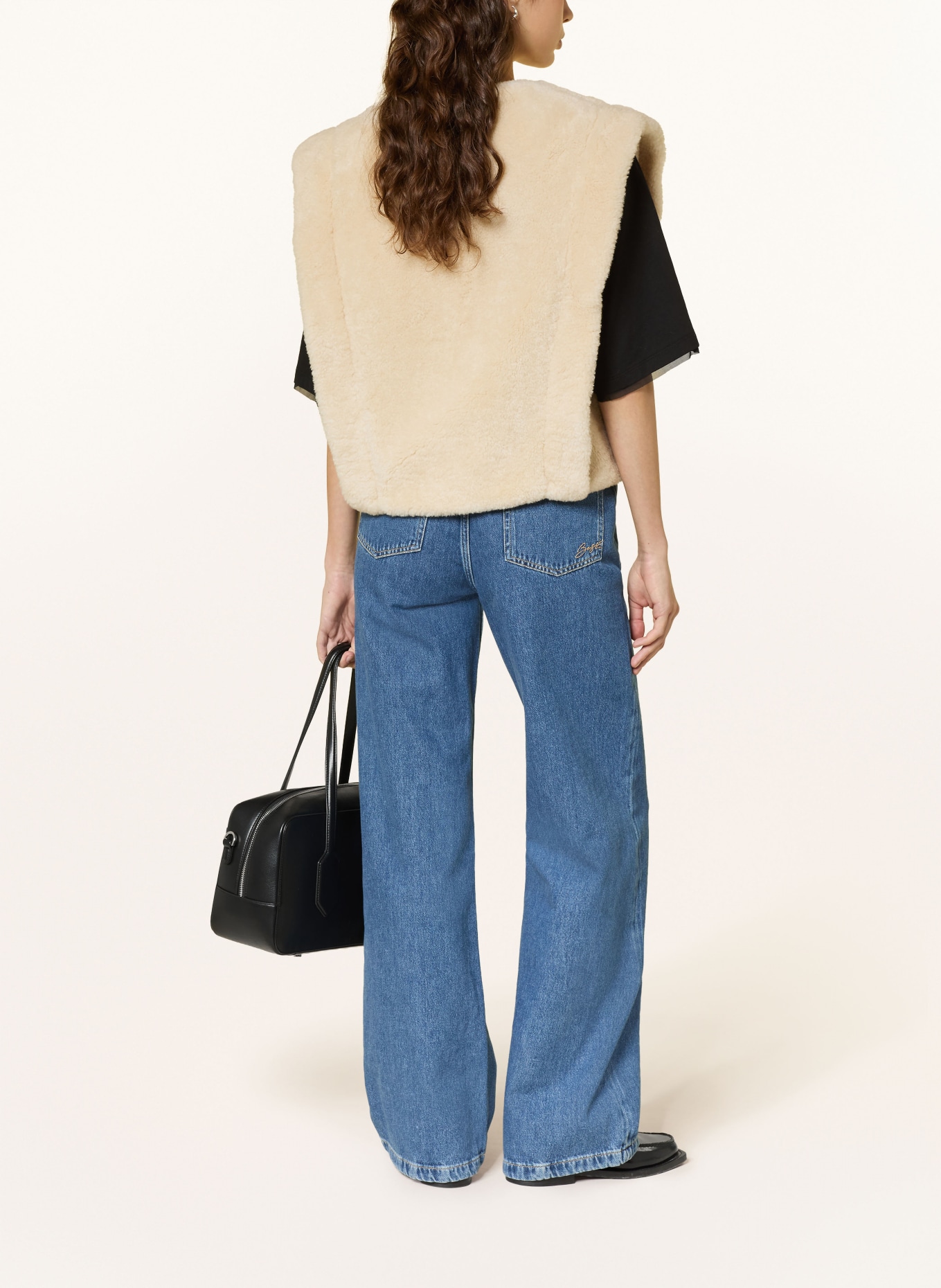 BOSS COSILA faux fur vest: BEIGE