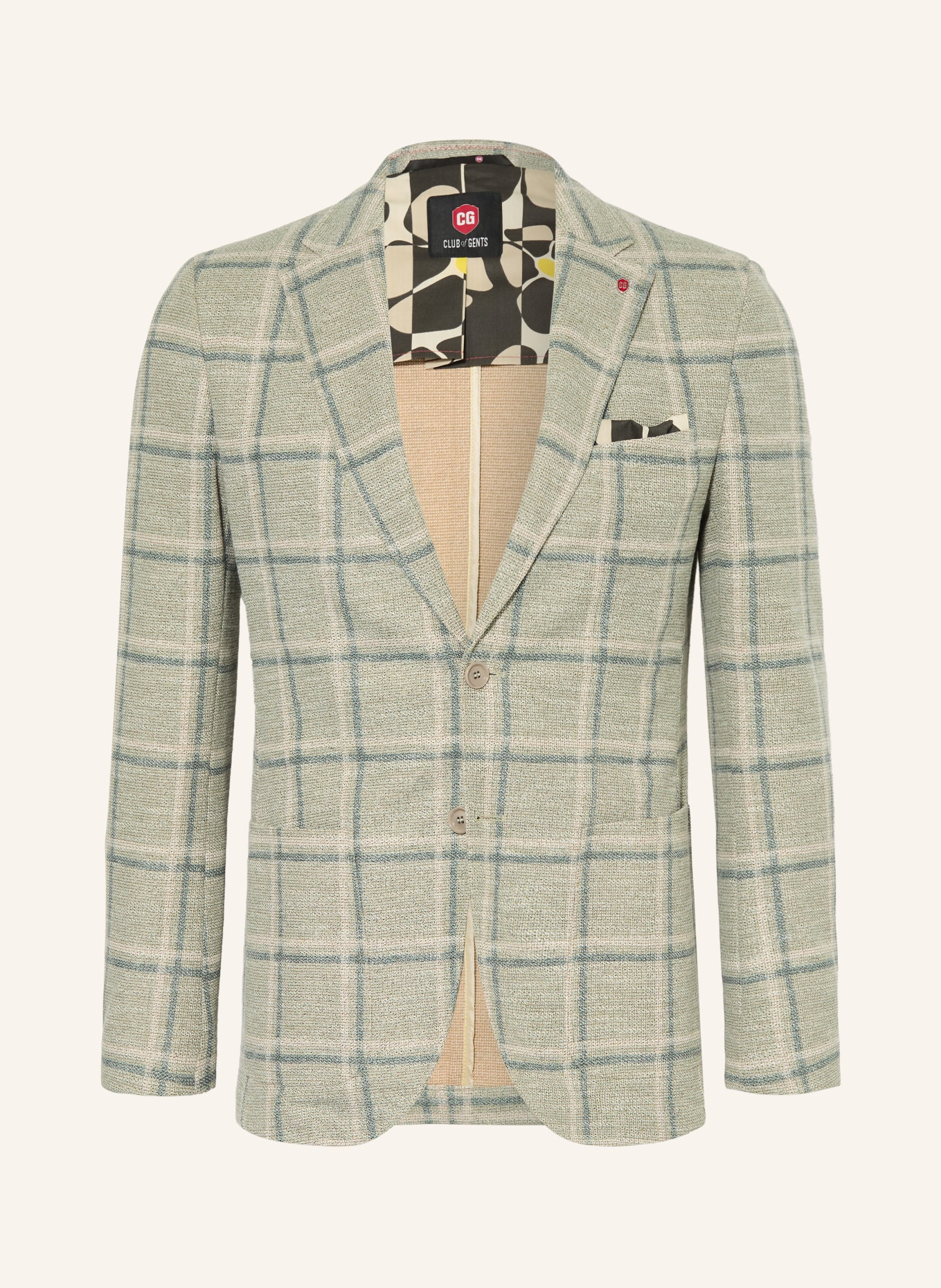CG - CLUB of GENTS CG CARTER Slim Fit Knitted Jacket: LIGHT GREEN / CREAM / GREEN