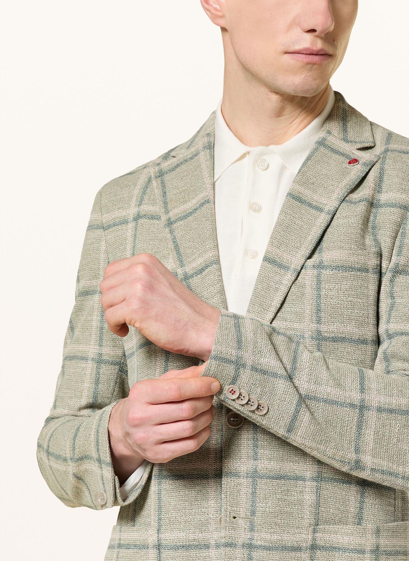 CG - CLUB of GENTS CG CARTER Slim Fit Knitted Jacket: LIGHT GREEN / CREAM / GREEN
