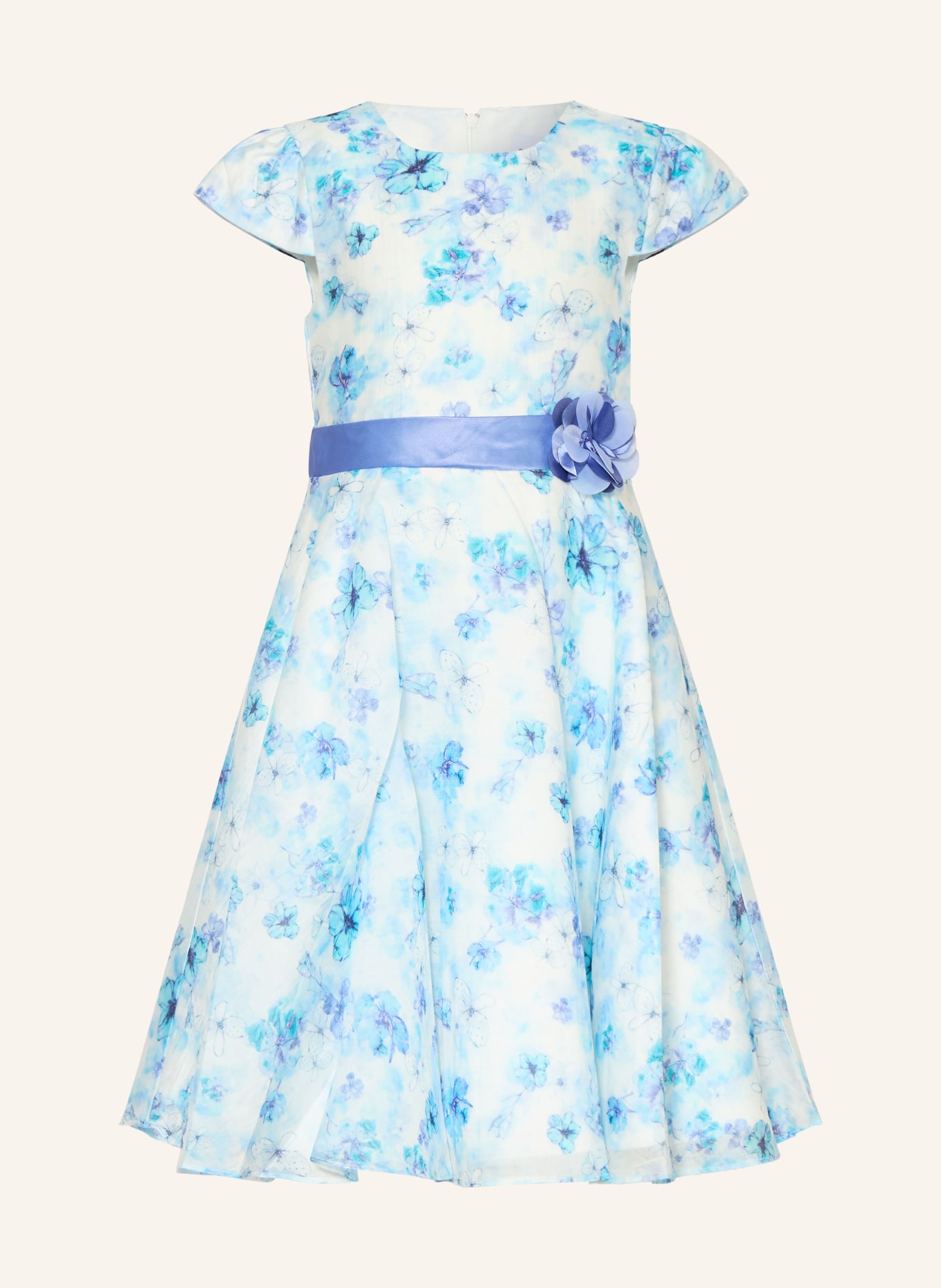 DANAMADE robe en satin: BLEU / TURQUOISE / BLANC