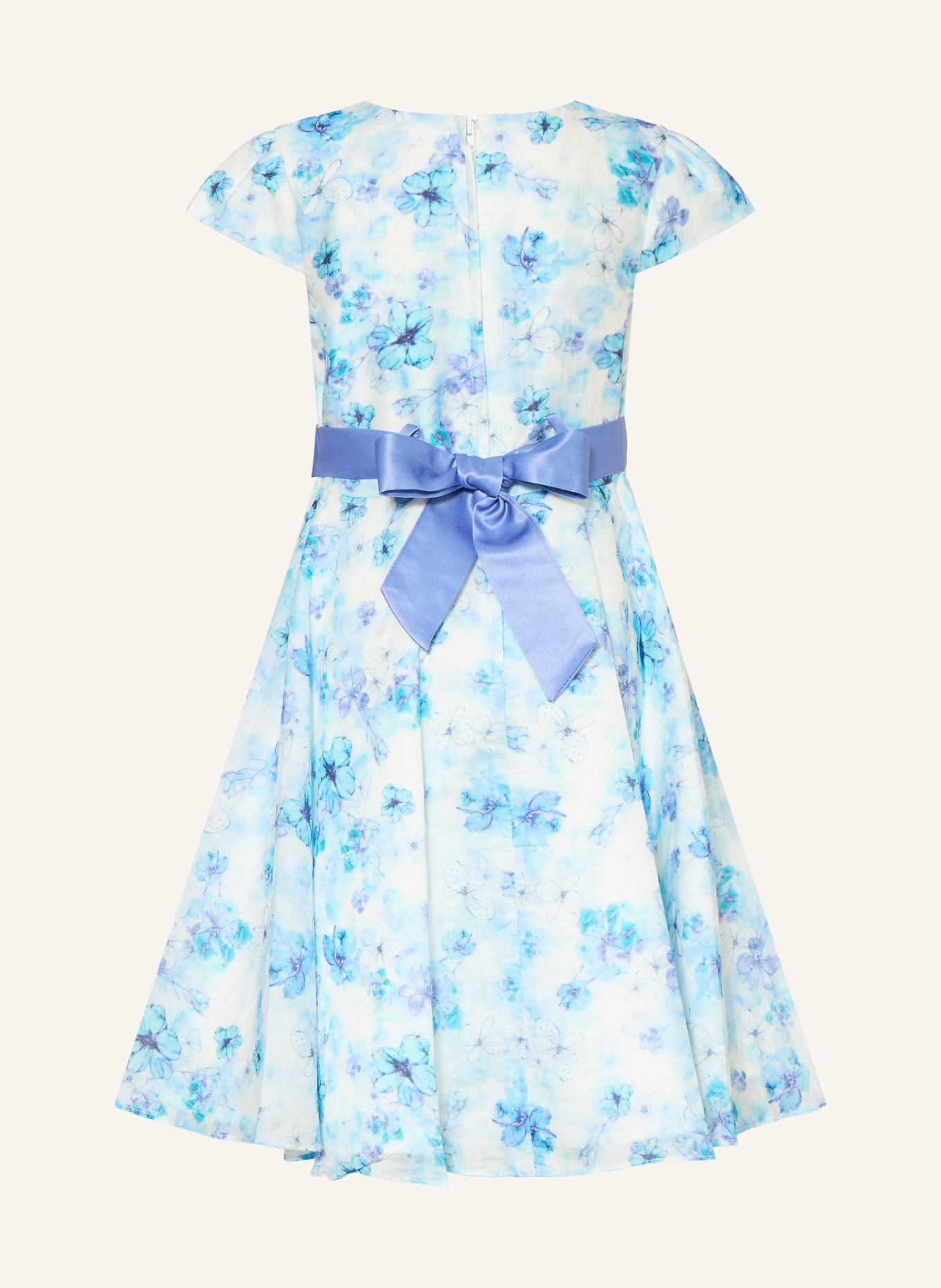 DANAMADE robe en satin: BLEU / TURQUOISE / BLANC