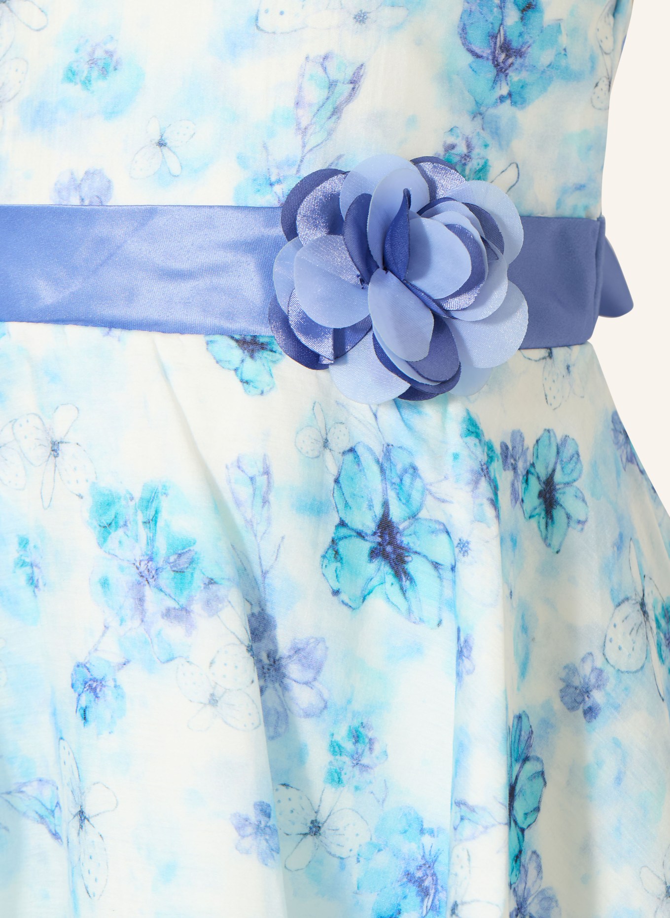 DANAMADE robe en satin: BLEU / TURQUOISE / BLANC