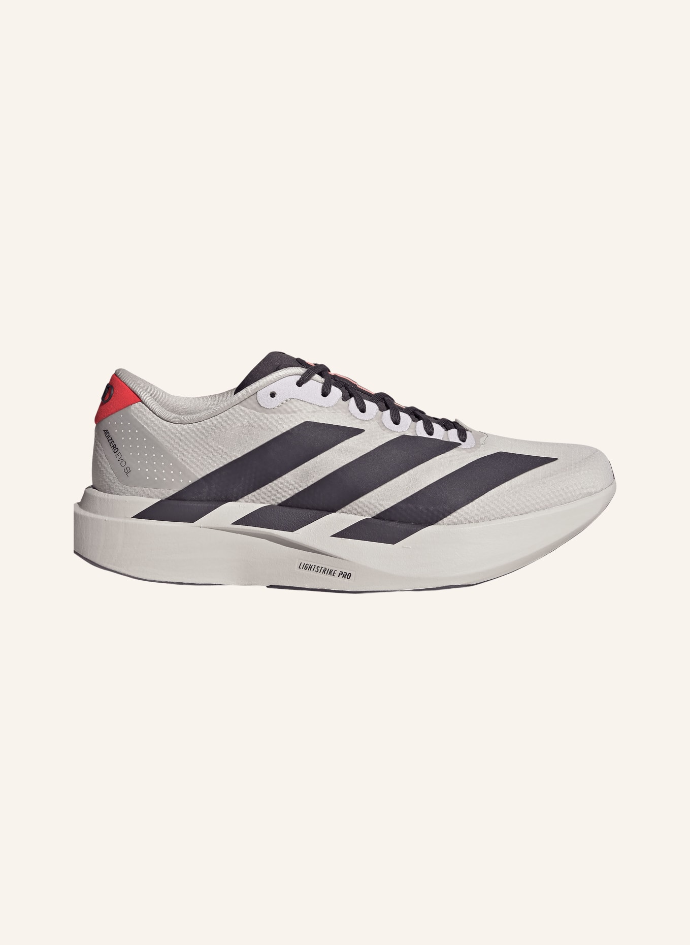 adidas Chaussures de course ADIZERO EVO SL: GRIS CLAIR / ROUGE CLAIR / NOIR