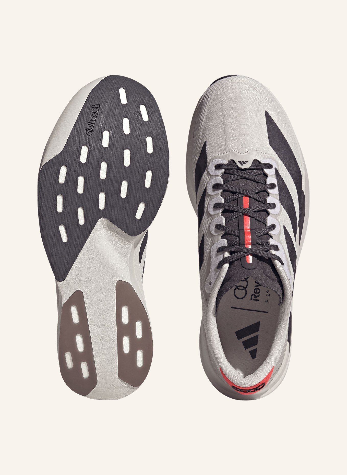 adidas Chaussures de course ADIZERO EVO SL: GRIS CLAIR / ROUGE CLAIR / NOIR