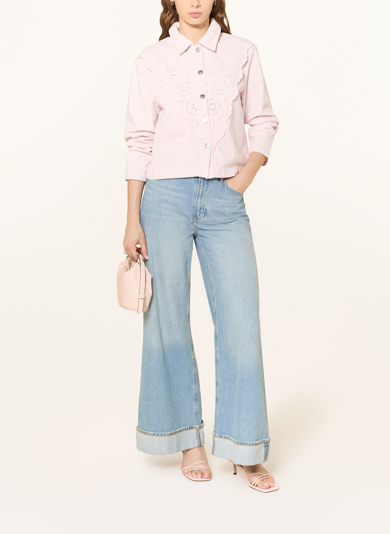 ONLY Jeansjacke mit Lochspitze: PALE LILAC