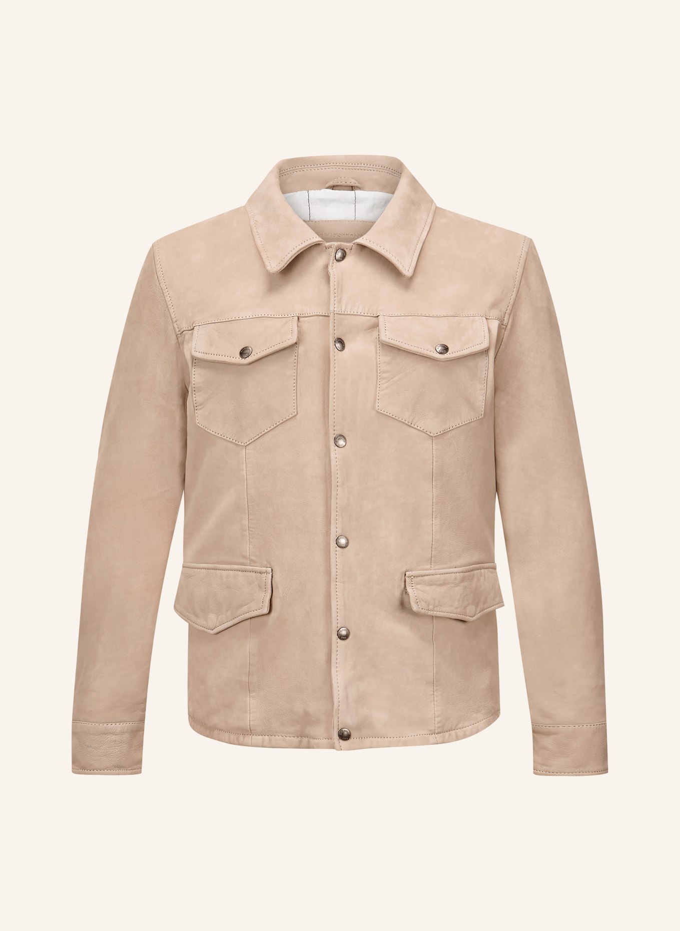 MILESTONE Kožená bunda MSVALERIO: KRÉMOVÁ