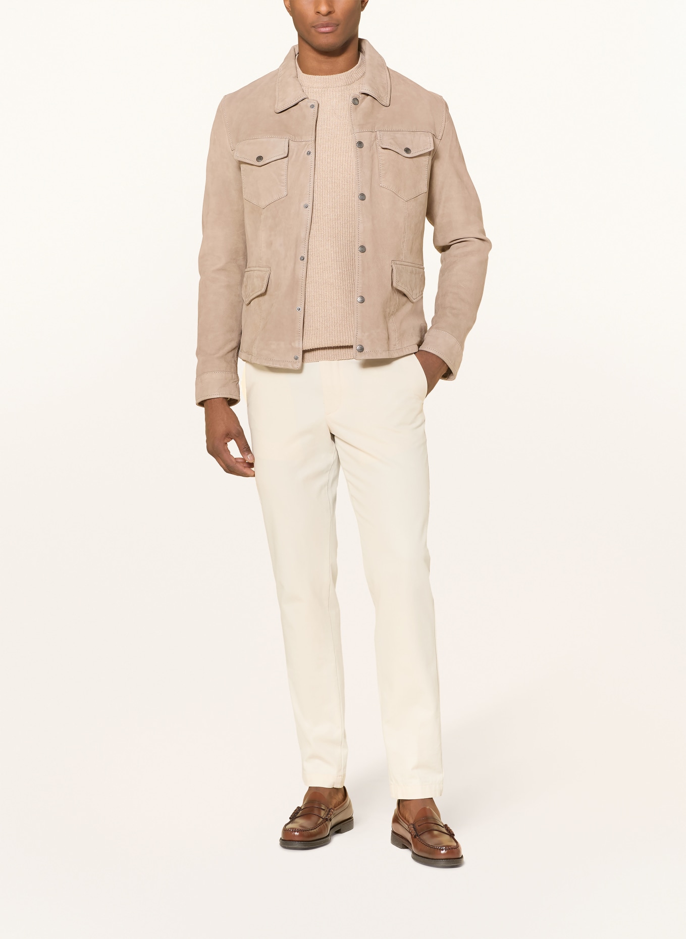 MILESTONE Kožená bunda MSVALERIO: KRÉMOVÁ