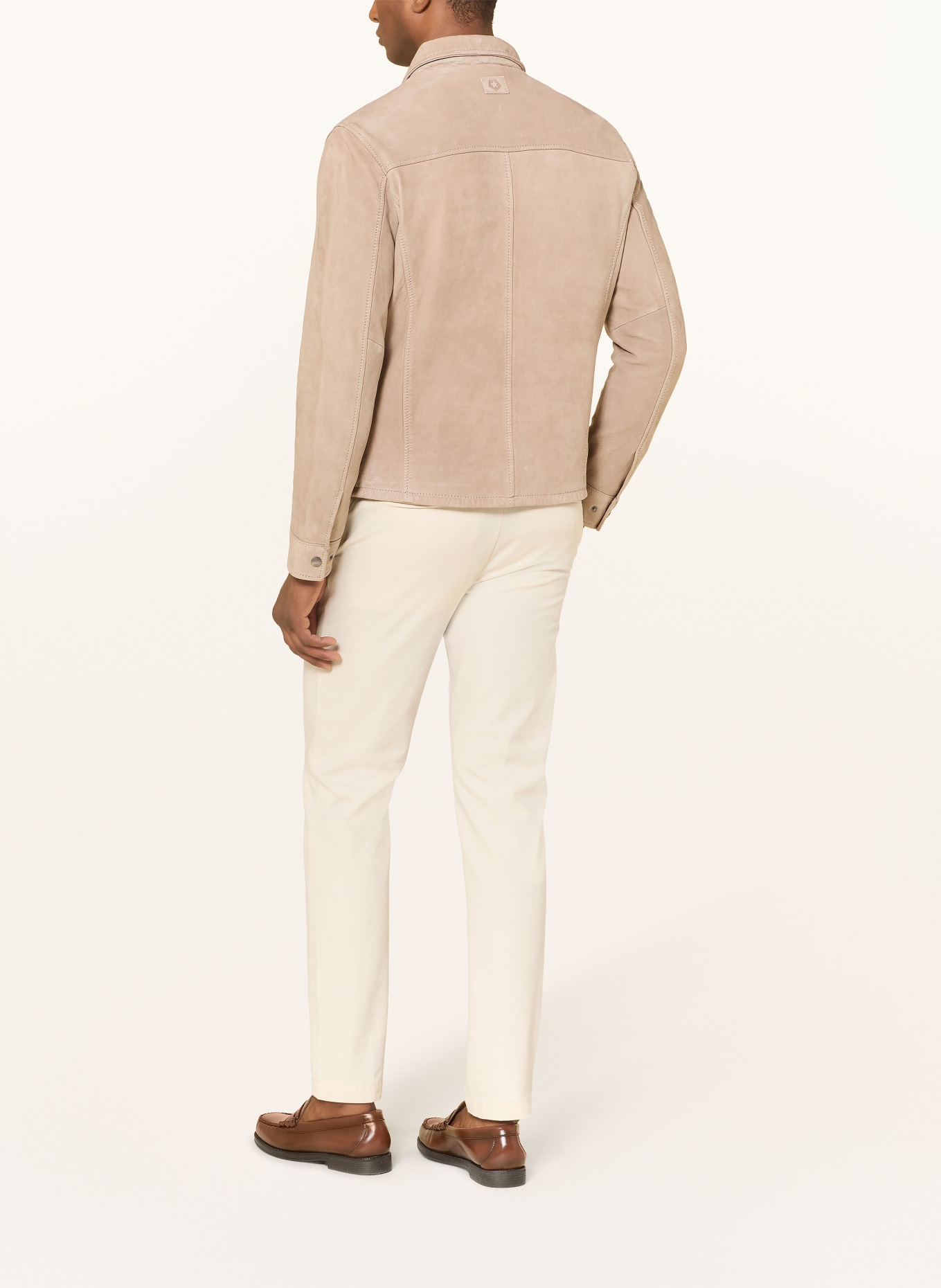 MILESTONE Kožená bunda MSVALERIO: KRÉMOVÁ