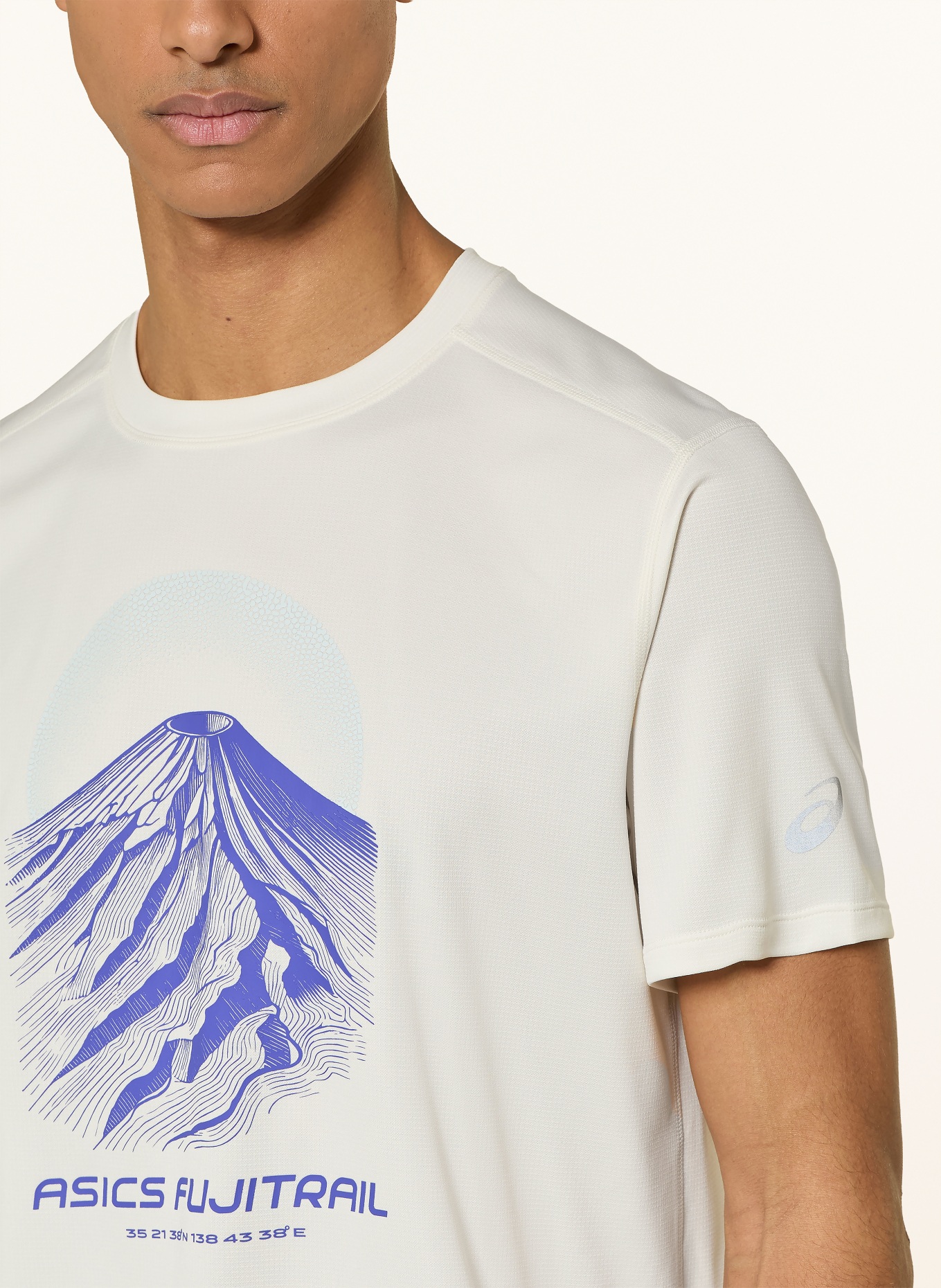 ASICS Laufshirt FUJITRAIL LOGO: CREME / HELLBLAU / DUNKELBLAU