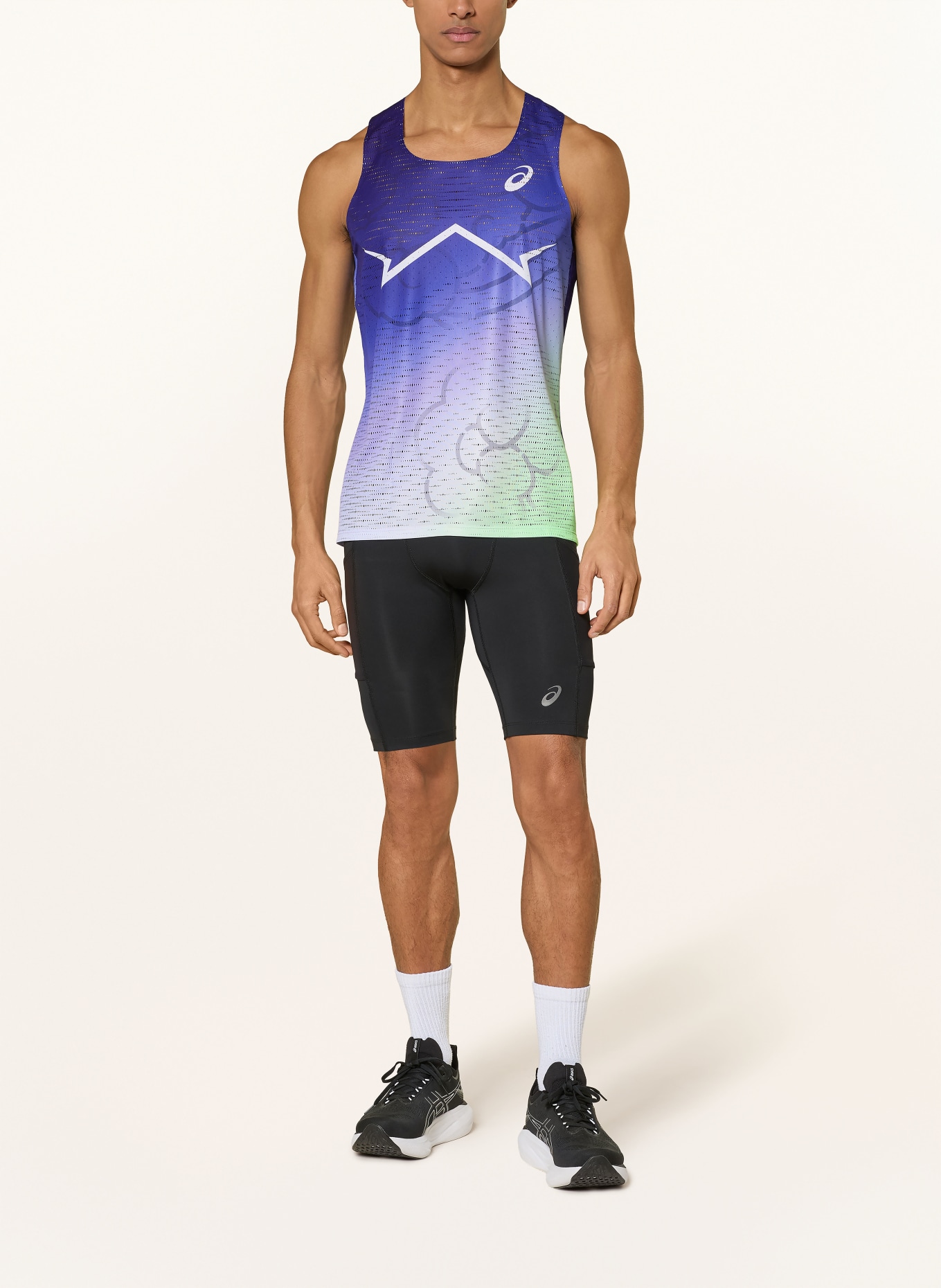 ASICS Lauftop METASPEED: DUNKELBLAU / NEONGRÜN / WEISS