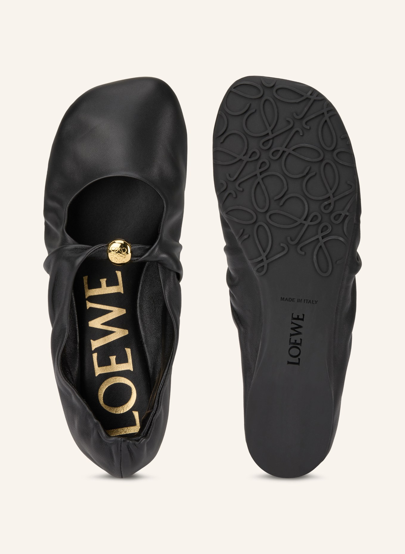 LOEWE Baleriny Mary Jane PEBBLE SOFT: CZARNY