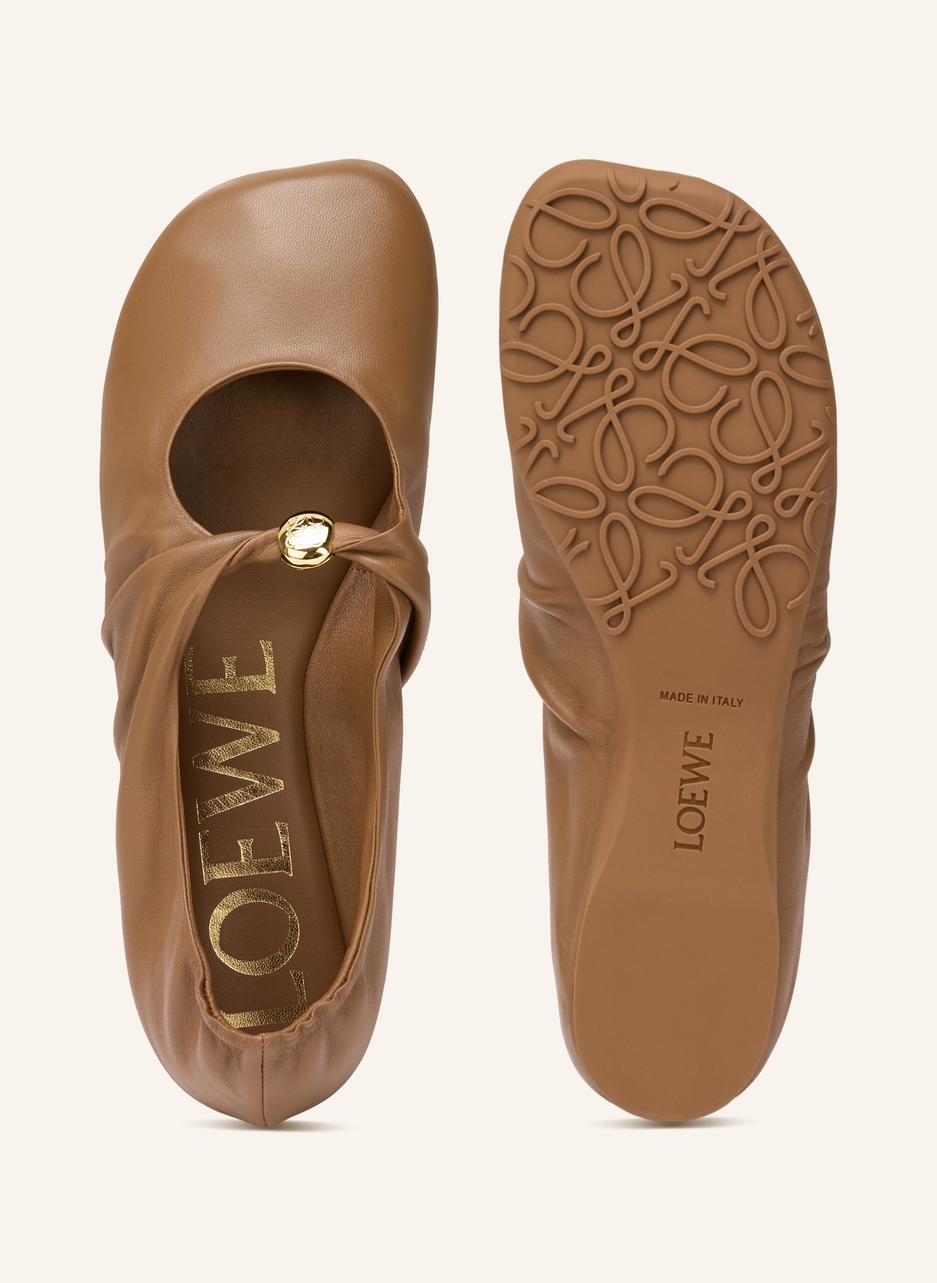 LOEWE Mary-Jane-Ballerinas PEBBLE SOFT: BRAUN