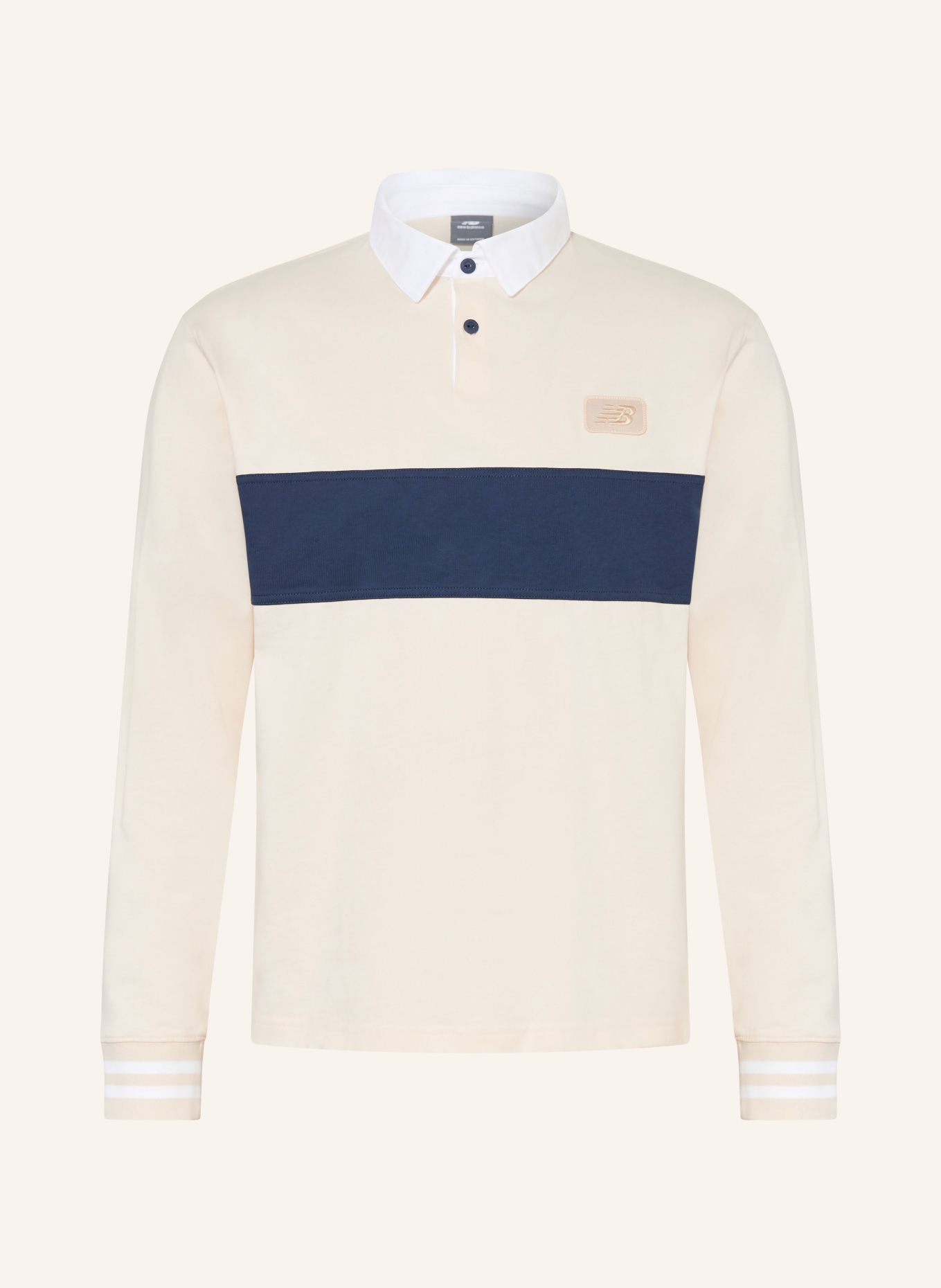 new balance Rugbyshirt Relaxed Fit: CREME / DUNKELBLAU / WEISS
