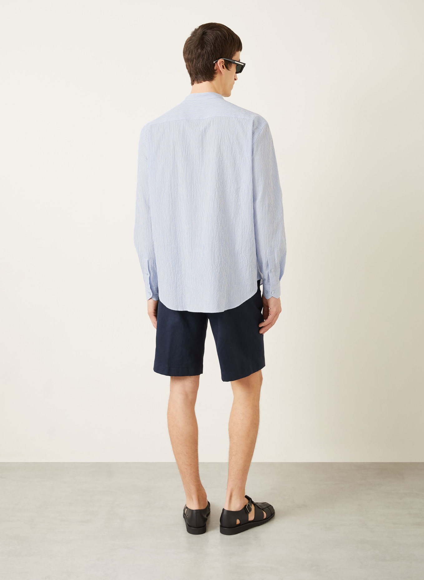 ETRO Comfort fit shirt with stand-up collar: LIGHT BLUE / WHITE