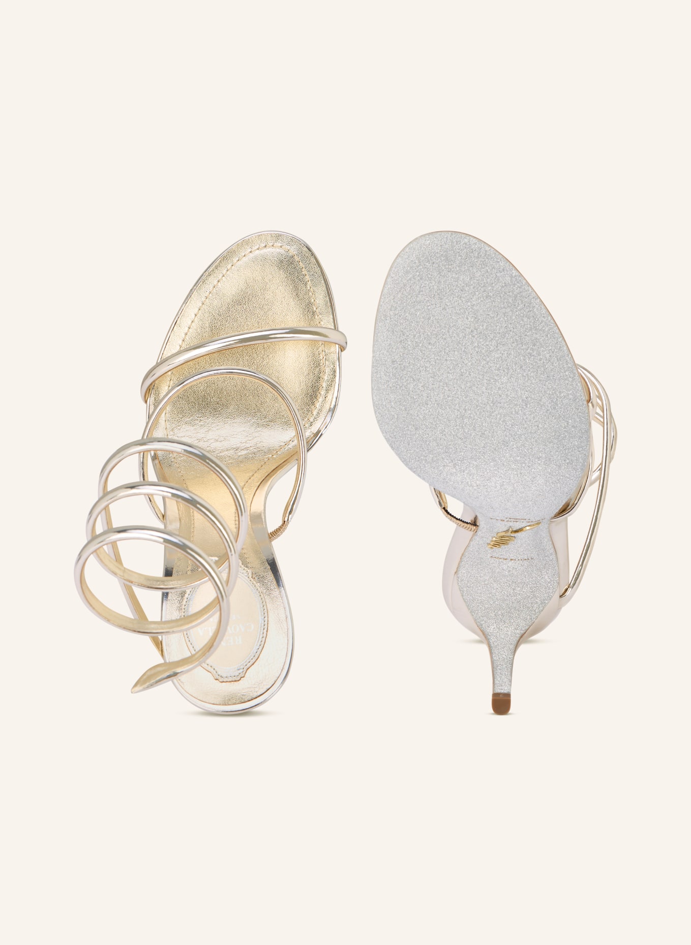 RENE CAOVILLA Sandaletten CLEO: GOLD / SILBER