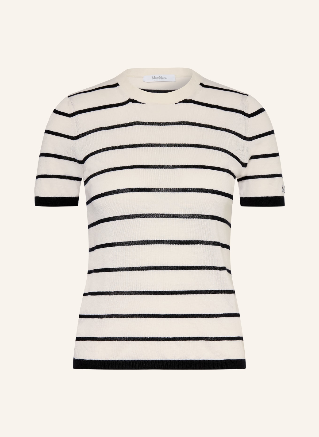 Max Mara Strickshirt FAVETTA aus Cashmere mit Seide: ECRU / SCHWARZ