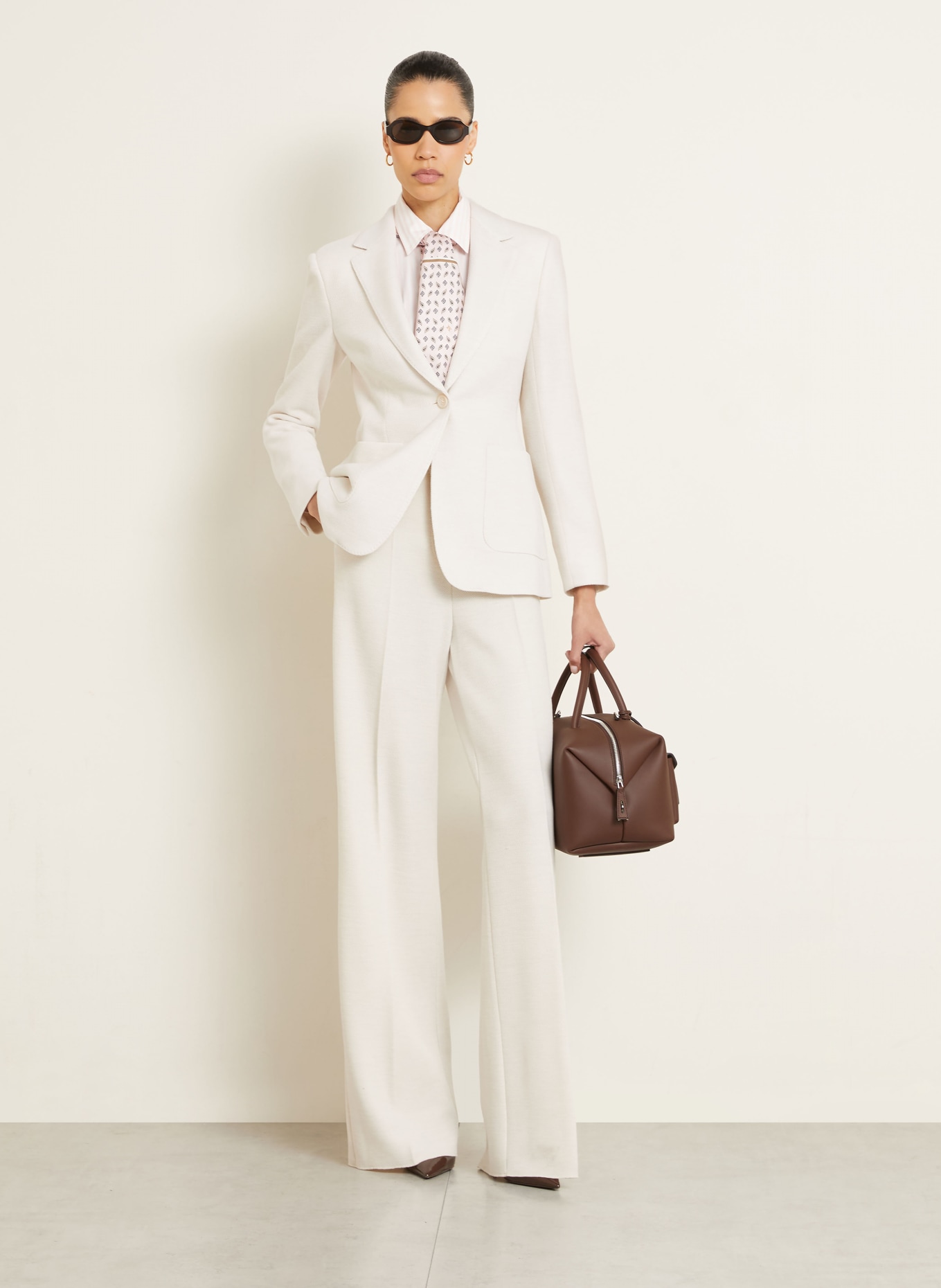 Max Mara ATTINIA jersey wide-leg pants: CREAM