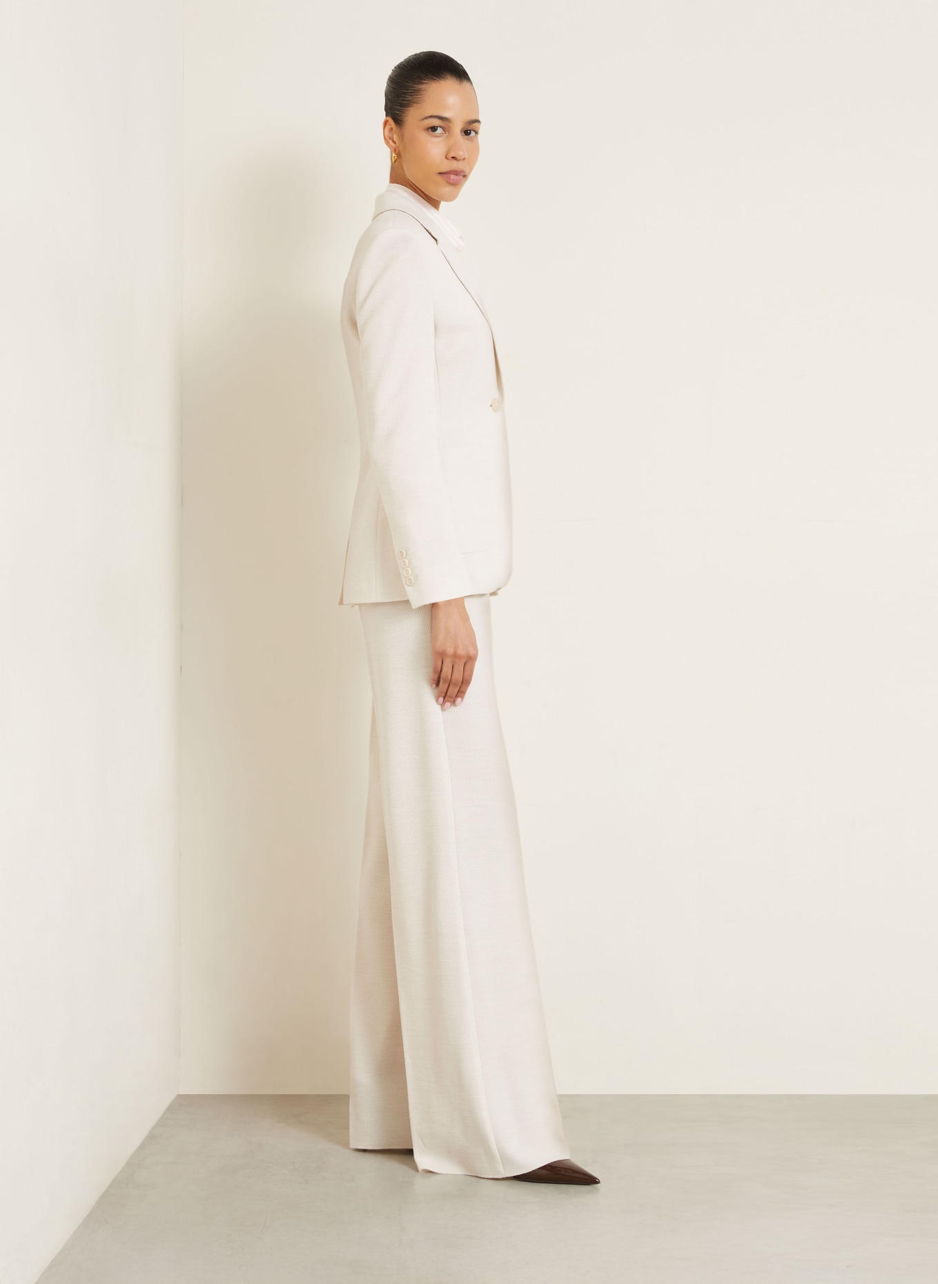 Max Mara ATTINIA jersey wide-leg pants: CREAM